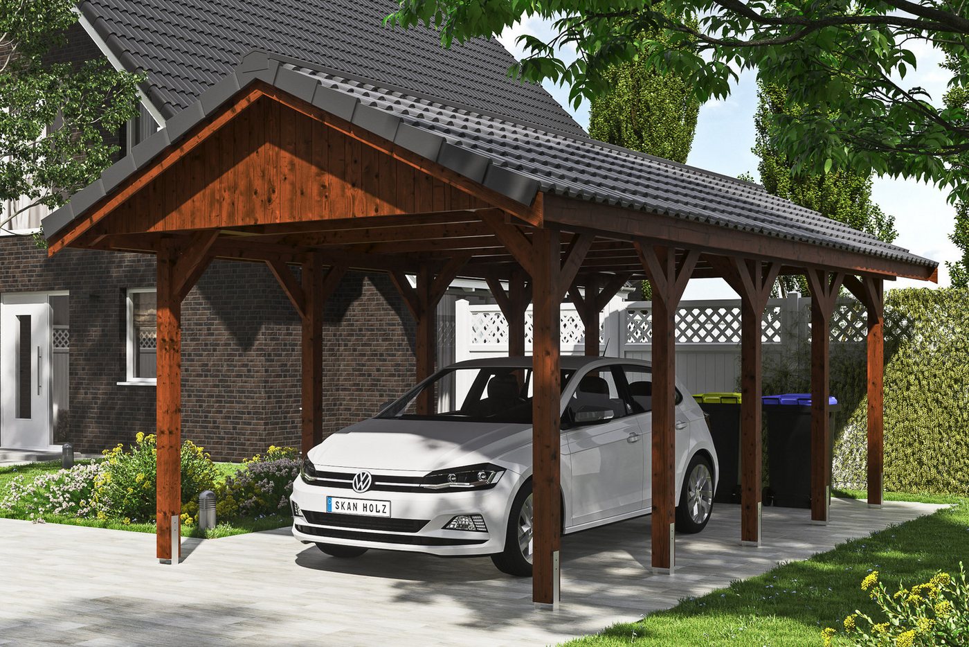 Thumbnail - Skanholz Einzelcarport Wallgau, BxT: 380x750 cm, 215 cm Einfahrtshöhe, mit Dachlattung