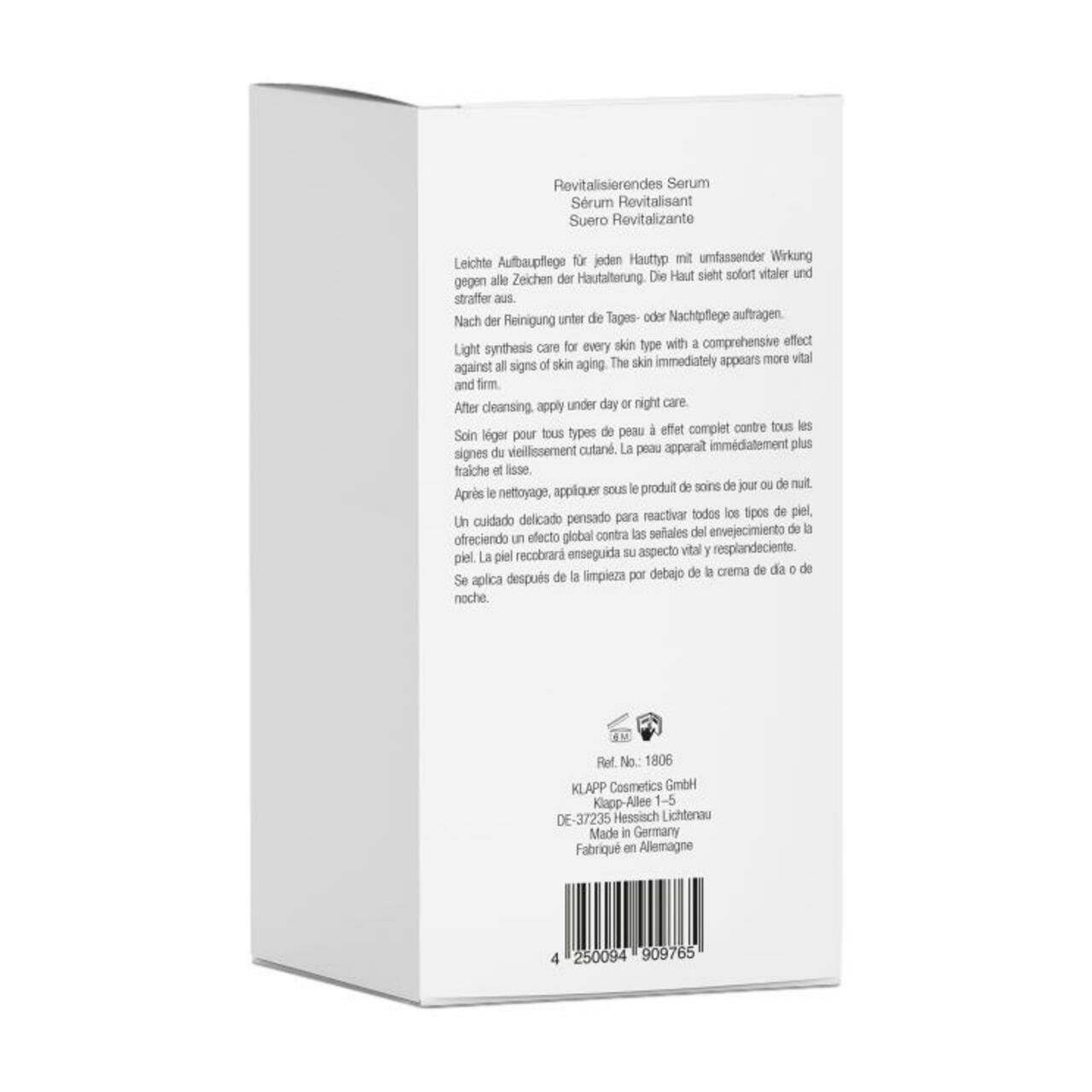 Klapp Cosmetics Gesichtsserum A Classic Revital Serum, Leichte Aufbaupflege für jede Haut.