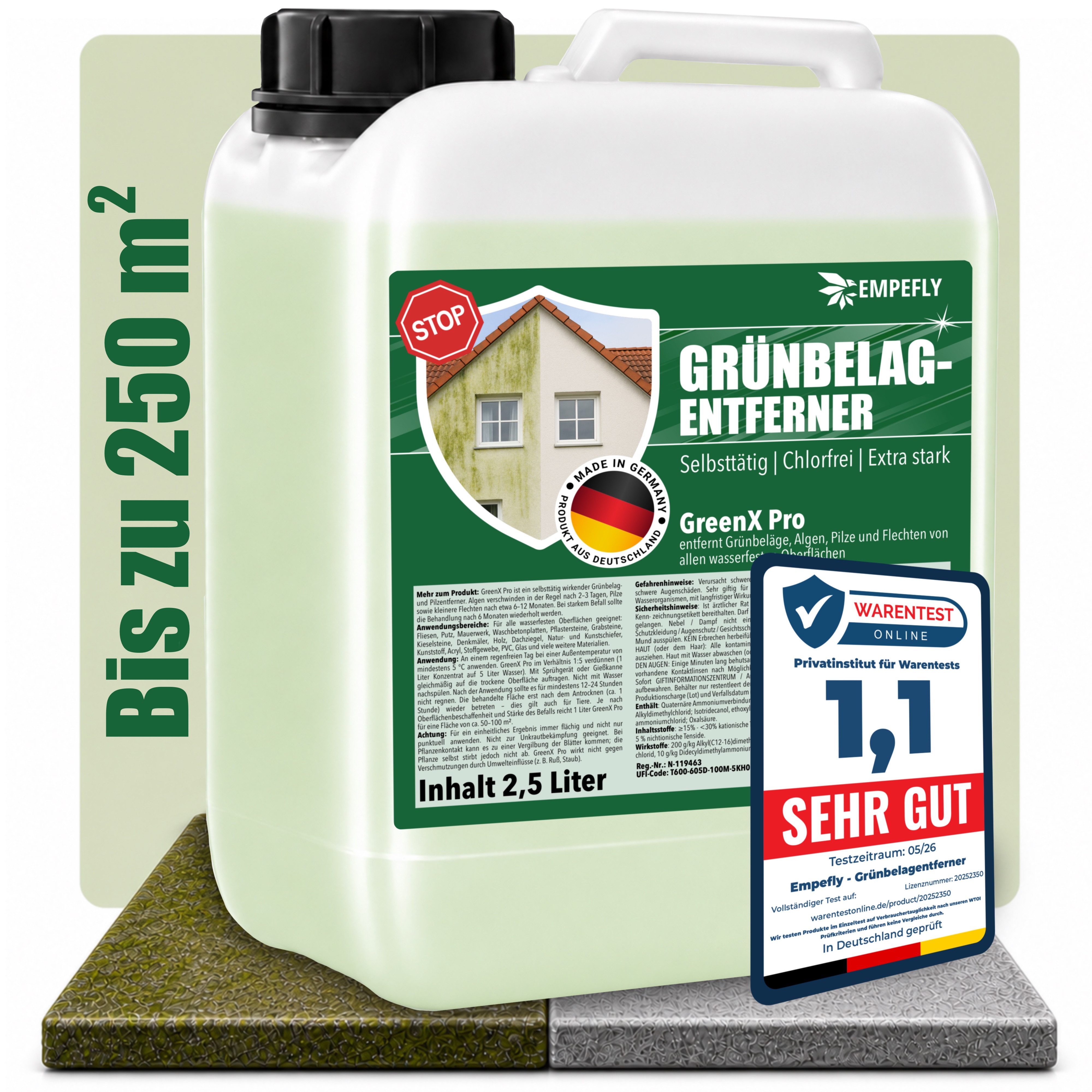 Empefly GreenX Pro Grünbelagentferner, Algenentferner, Flechtenentferner Grünbelagentferner (Einzelartikel, [- Konzentrierter Grünbelagentferner, selbsttätig, chlorfrei)