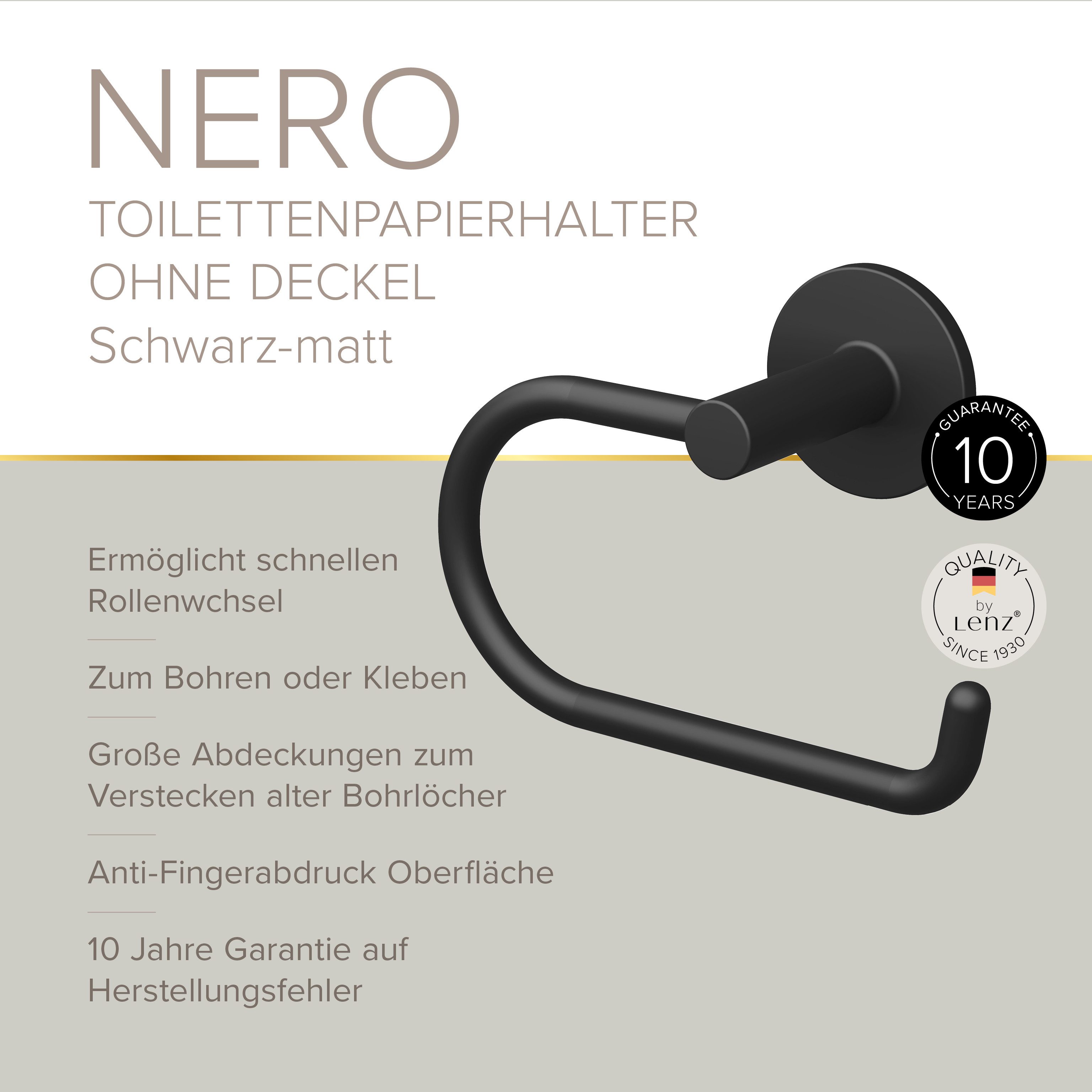 Lenz Toilettenpapierhalter HYGGE, NERO – Bild 3 von 5