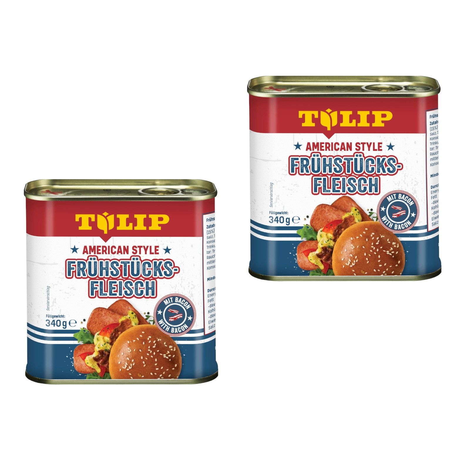 TULIP Wurstkonserve Frühstücksfleisch 340g American Style Original Dosenfleisch Konserve, 340 g, Frühstücksfleisch