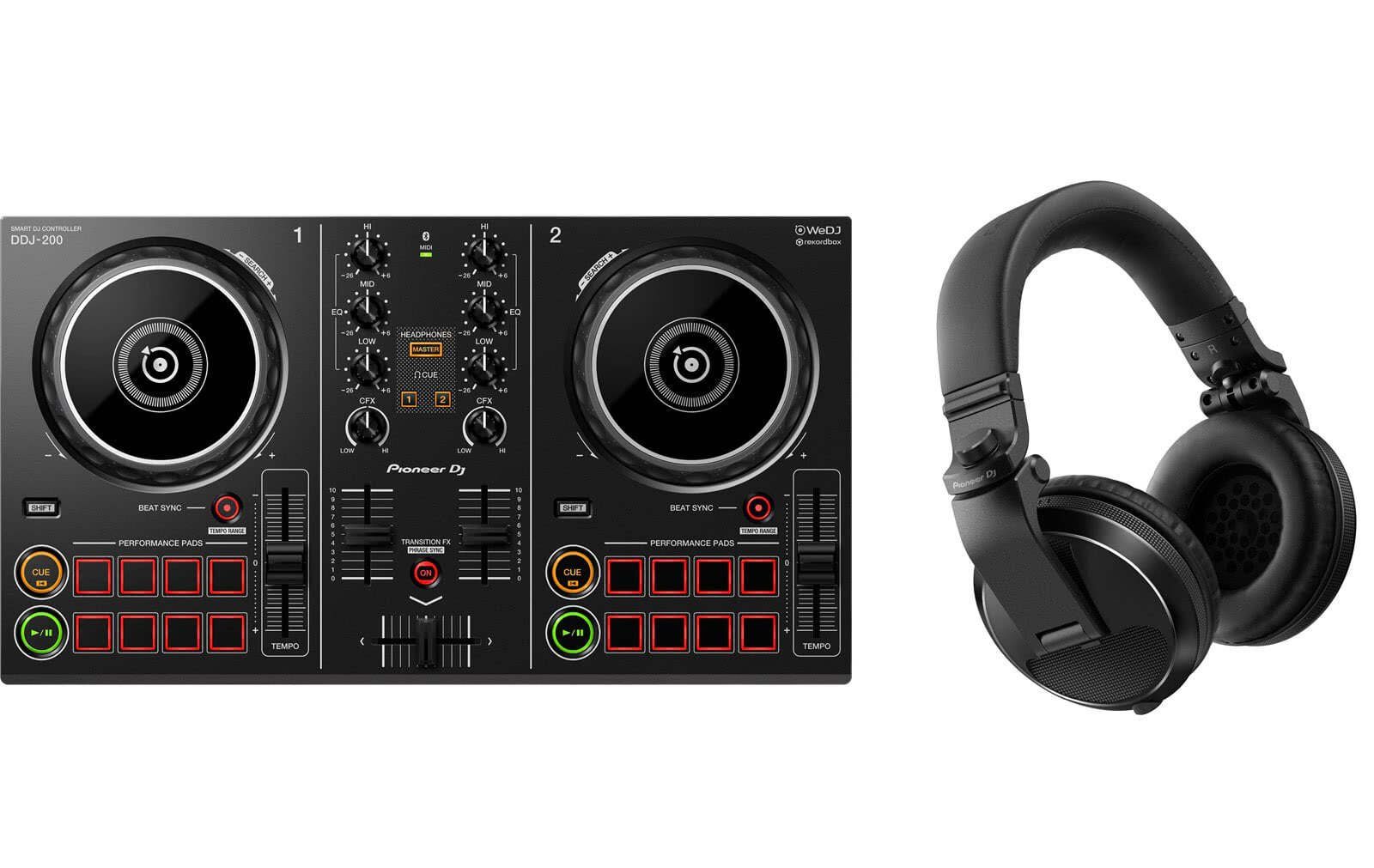 DJ Controller DDJ-200 + HCJ-CUE1BT Schwarz