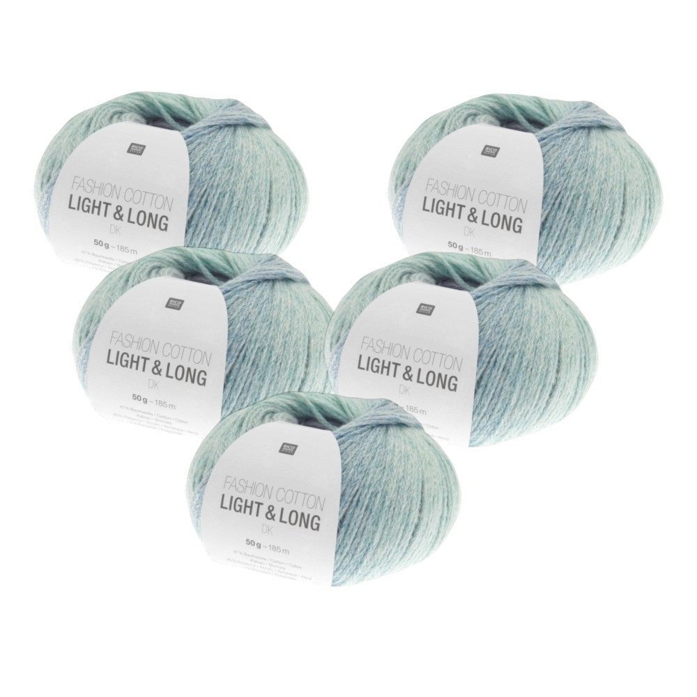 Rico Design 5 x RICO FASHION COTTON LIGHT & LONG DK Häkelwolle