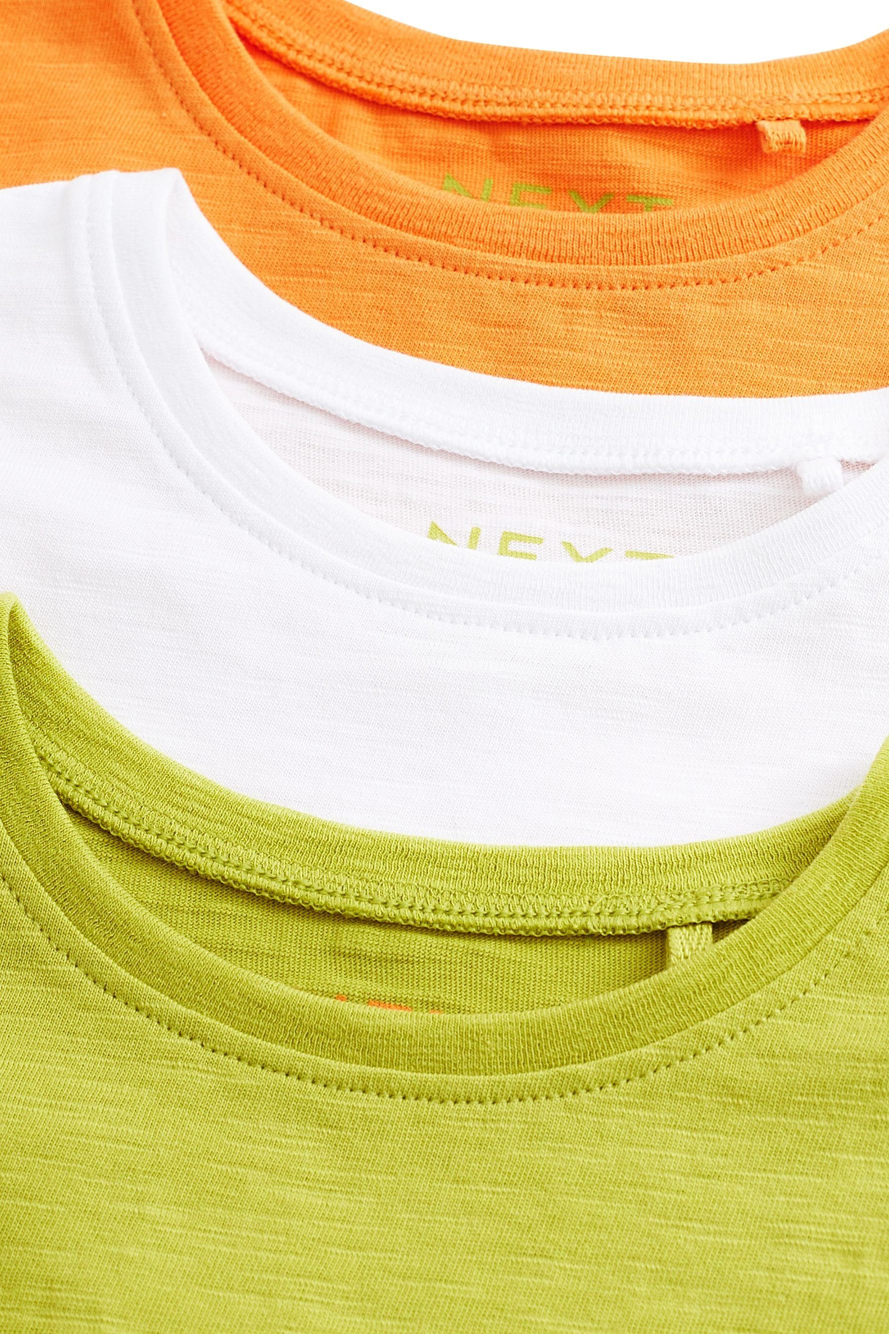 Next Langarmshirt Bestickte 3er-Pack & T-Shirts, (3-tlg) Green Orange