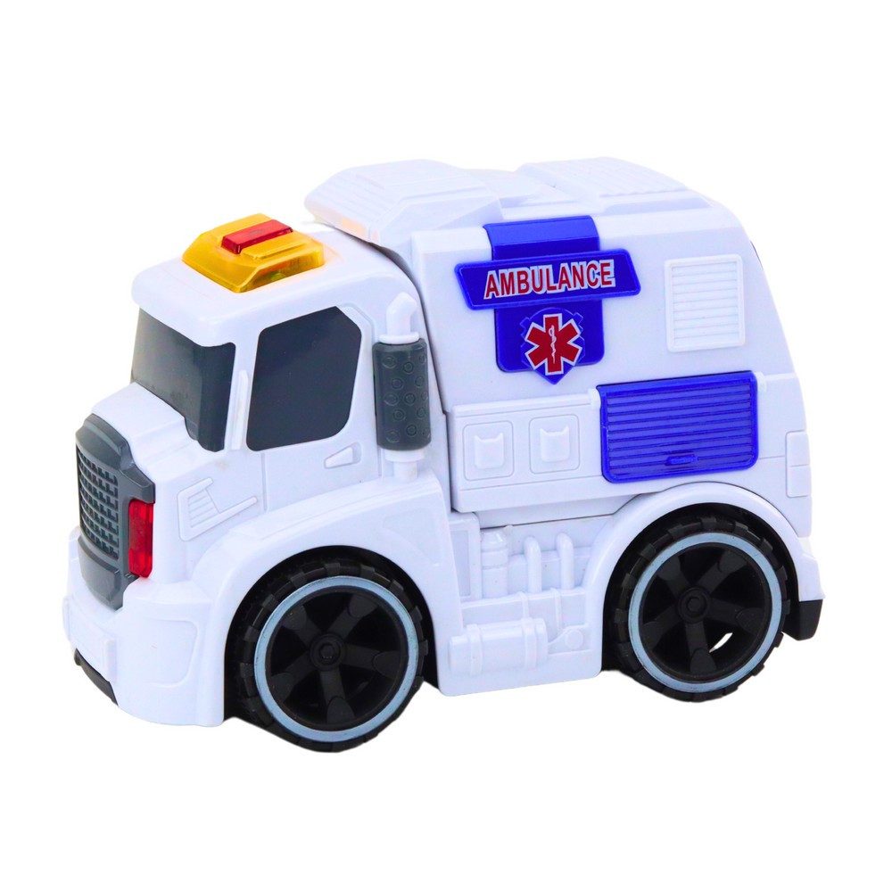 LEAN TOYS Spielzeug-Krankenwagen Rettungswagen Notarztwagen Einsatzfahrzeug, (Spar-Set, 1-tlg., 19 x 14 x 10 cm robust), Licht- & Soundeffekte, Schwungradantrieb