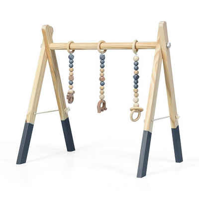 COSTWAY Baby Gym Spielbogen, mit 3 Kinderspielzeugen, klappbar, aus Holz