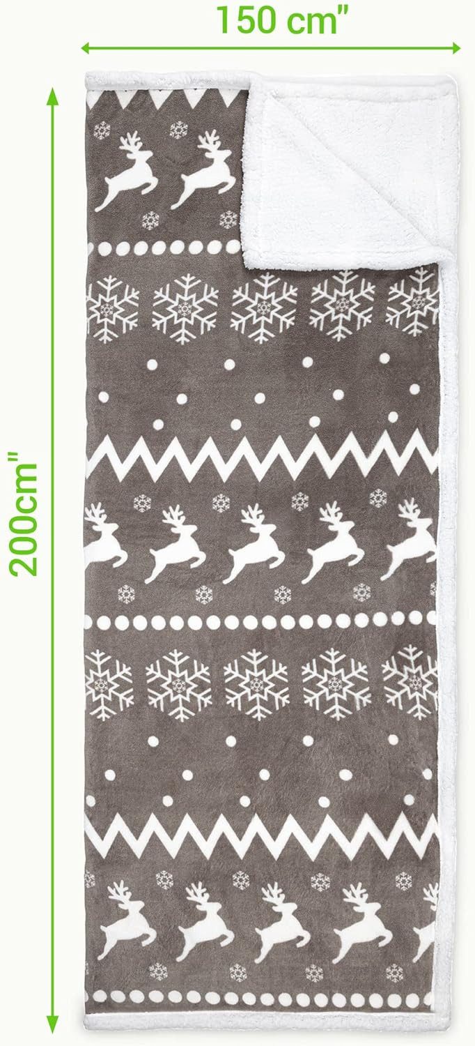 Wohndecke JEMIDI Kuscheldecke 150x200 cm, Sherpa, Norweger Design, taupe, JEMIDI – Bild 3 von 5