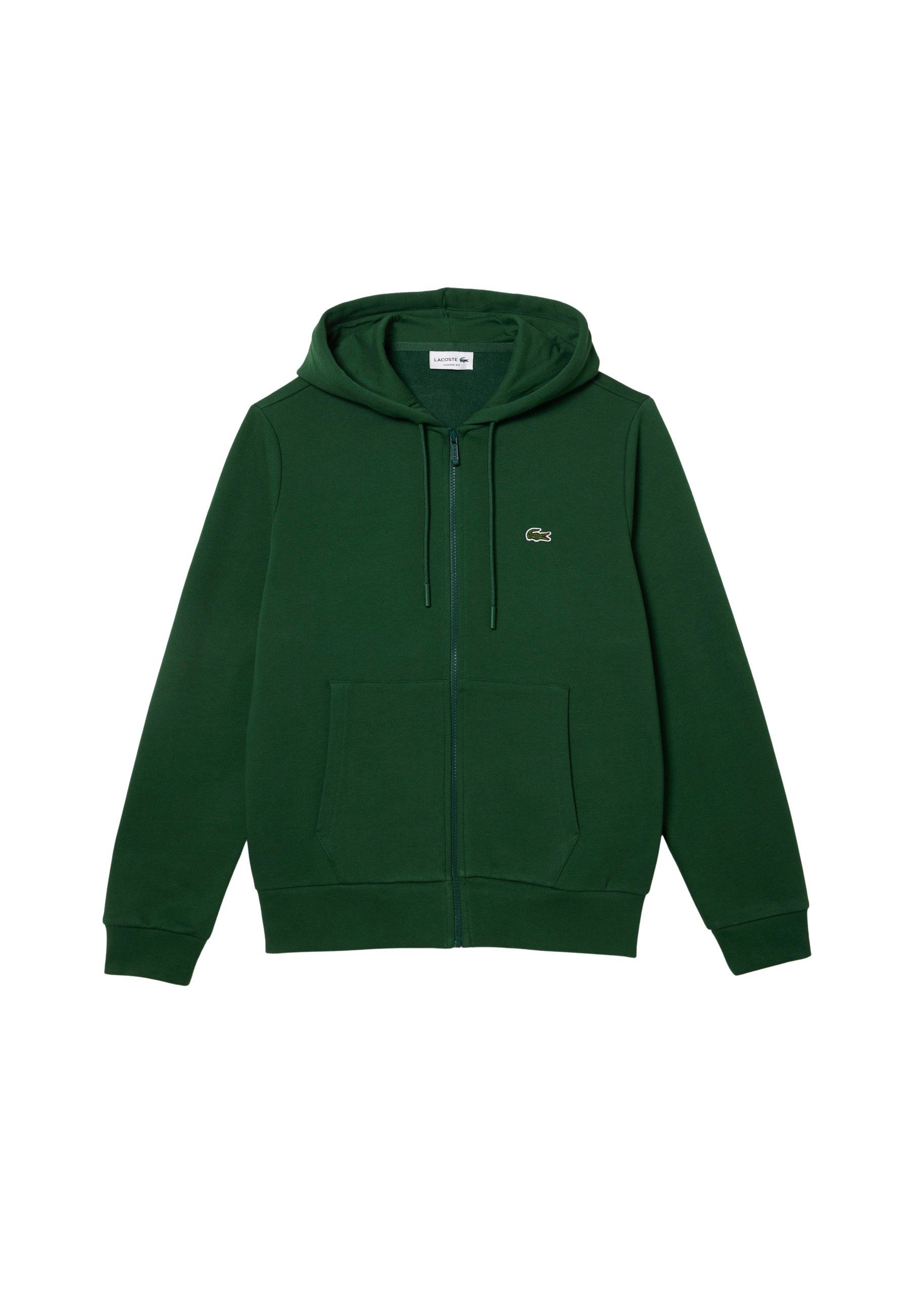 Jacke grün Fleece Lacoste Kängurutasche Kapuzensweatjacke mit aus (1-tlg) Sweatshirt