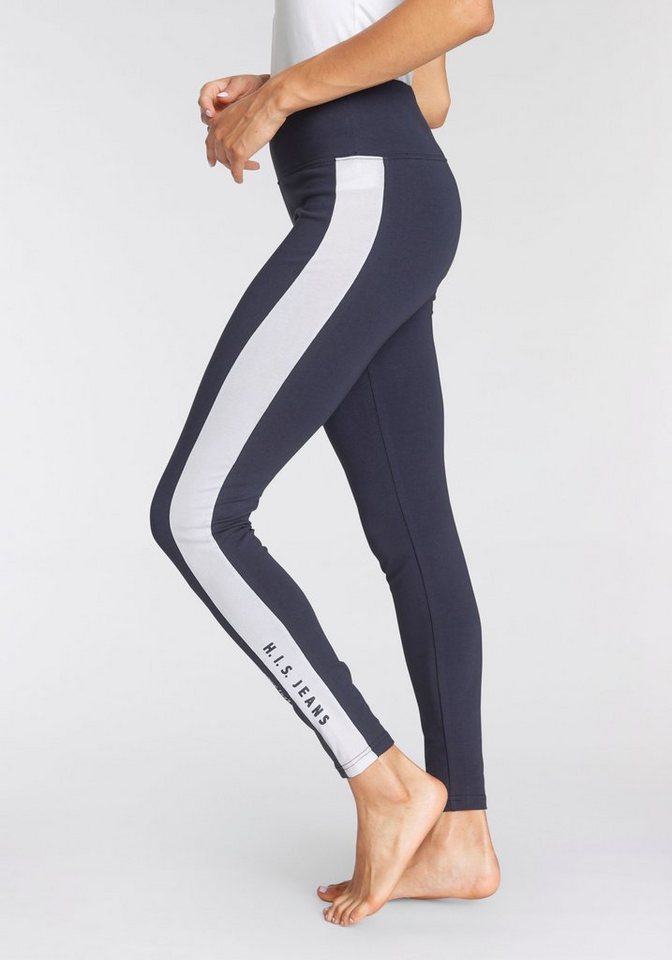 H.I.S Leggings mit weißem Seitenstreifen und Logodruck