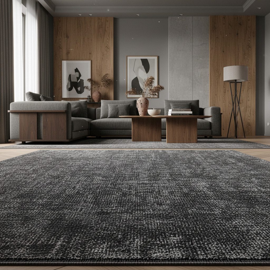 KADIMA DESIGN Wollteppich KOFEL Wohnzimmer Waschbar Schlafzimmer Wohnzimmerteppich Esszimmer, Läufer, Höhe: 9 mm, Grau, 80x150 cm, Modern Esszimmerteppich Einfa – Bild 5 von 5