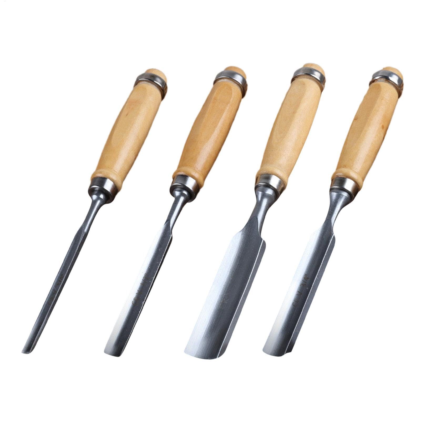 BlingBin Долотоsatz 4 Stück Долото Set für Holz, Holz Meißel Werkzeug, (1er Set, 4-tlg., Holzschnitzmeißelwerkzeug, 6 mm, 12 mm / 18 mm / 24 mm, 4 Stück), Schreiner Выдолбить, DIY Bildhauerei Tool für Tischler, Carver