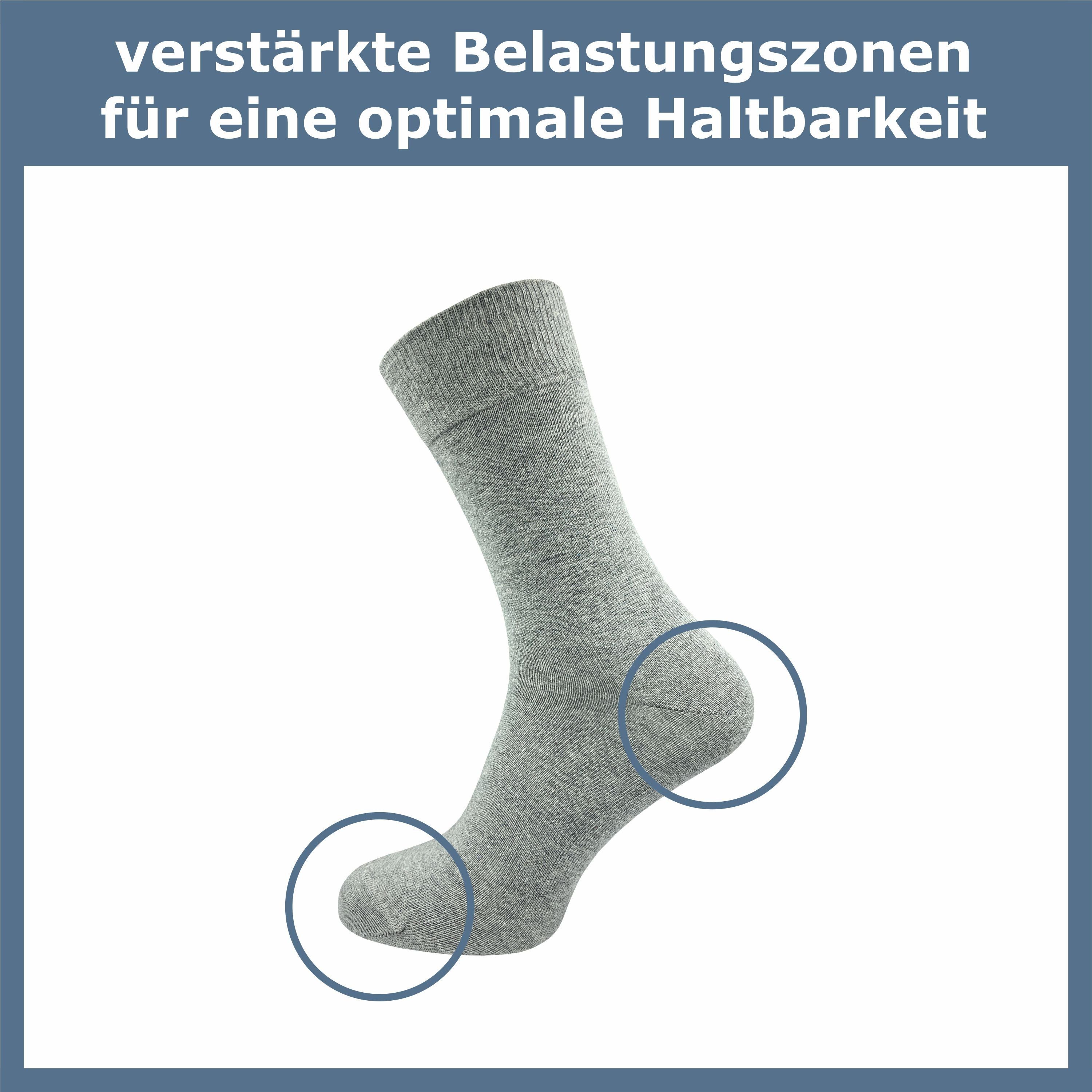 grau, Damen ca·wa·so - für (10 Herren schwarz, Farben blau Socken in & Baumwolle bequem doppelt weich Socken gekämmter aus & hellgrau Paar) weiteren bunt, - und