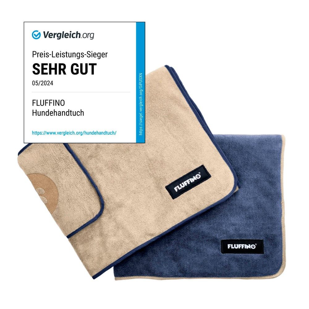 FLUFFINO® Hundehandtuch Mikrofaser 2er-Pack 120x70cm Beige & Blau, (2-St), günstig online kaufen