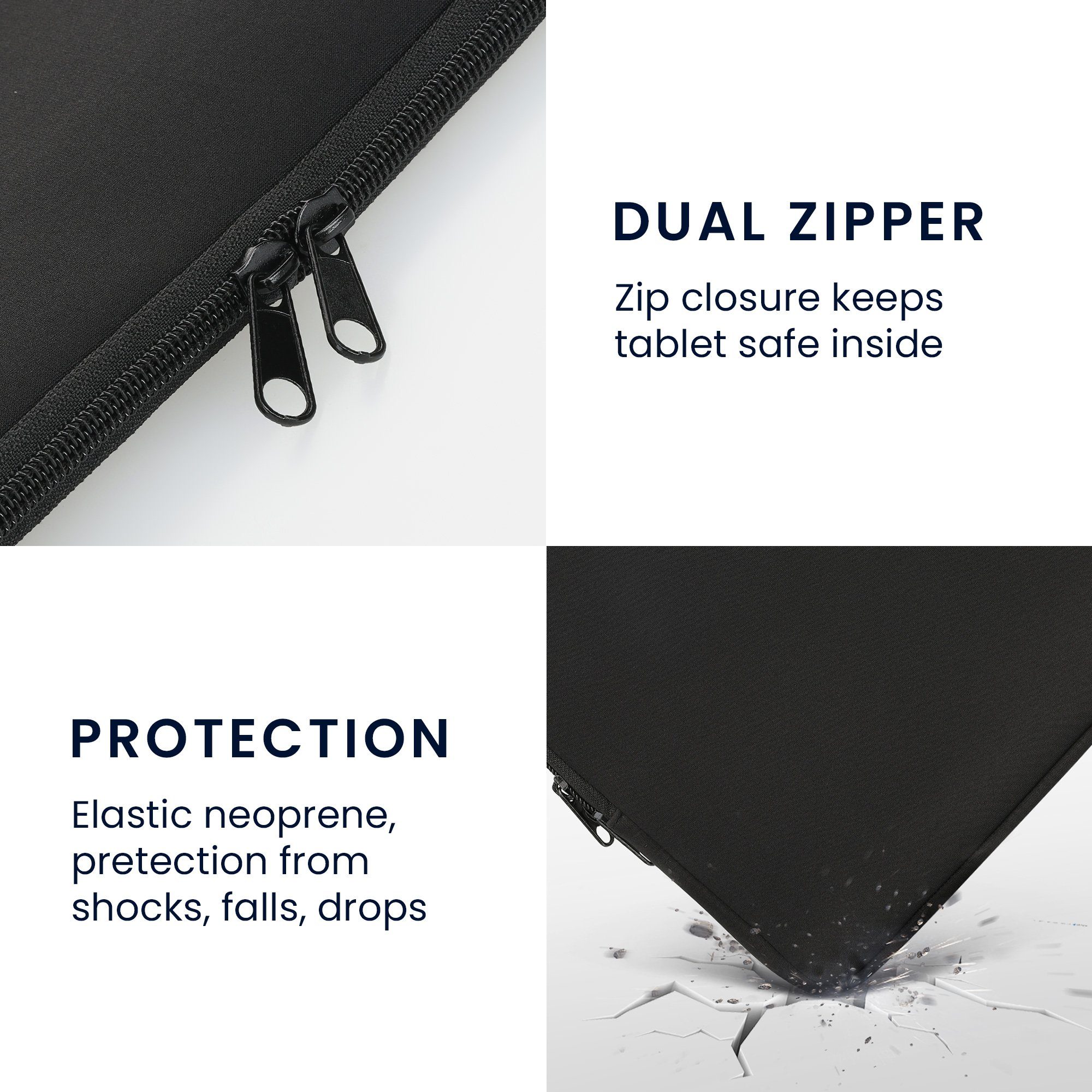 kwmobile Tablet-Hülle Tablet Hülle für 12,4"-12,9" Tablet, Universal Neopren Tasche Cover Case - Schutzhülle Sleeve in Schwarz – Bild 4 von 5