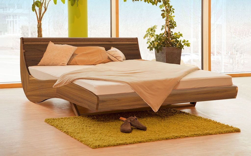 geborgenschlafen Massivholzbett aus Nussbaum – "FLESSA" – Еко-товар & Handgefertigt (90–200×200–220 cm), Elegantes Naturholzbett mit BIO-Hartwachsöl – Stilvoll & nachhaltig