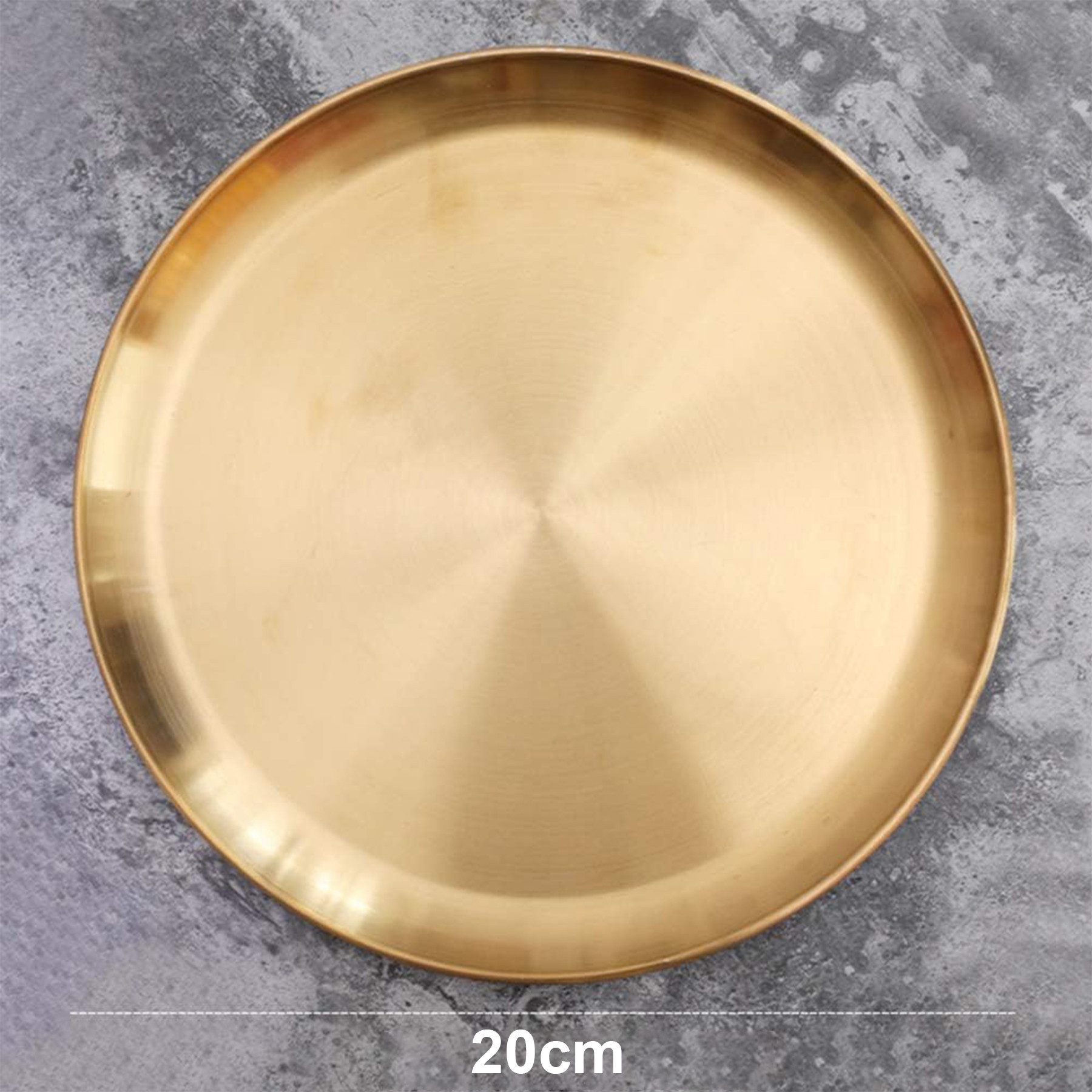 Mutig Speiseteller Gold Speiseplatte,Edelstahl,rundes,Tablett,Serviertablett,20 cm, Edelstahl Teller,für Küche Party Camping Weihnachten Restaurant