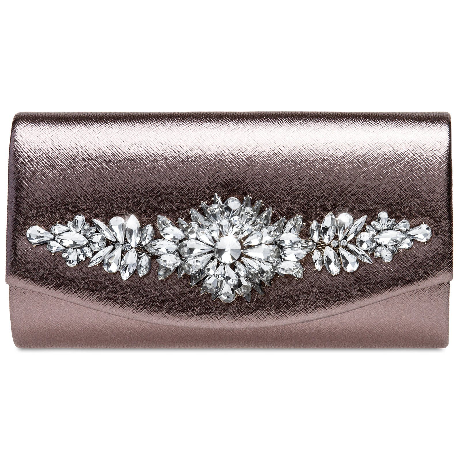 Caspar Clutch TA509 Damen Metallic Clutch Abendtasche mit ausgefallenem Strass Dekor