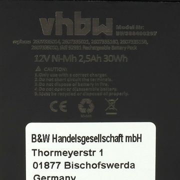 vhbw passend für Bosch GBM 12VE, GBM 12VES, GBM 12VESP, GSB 12VE, GSB Akku 2500 mAh