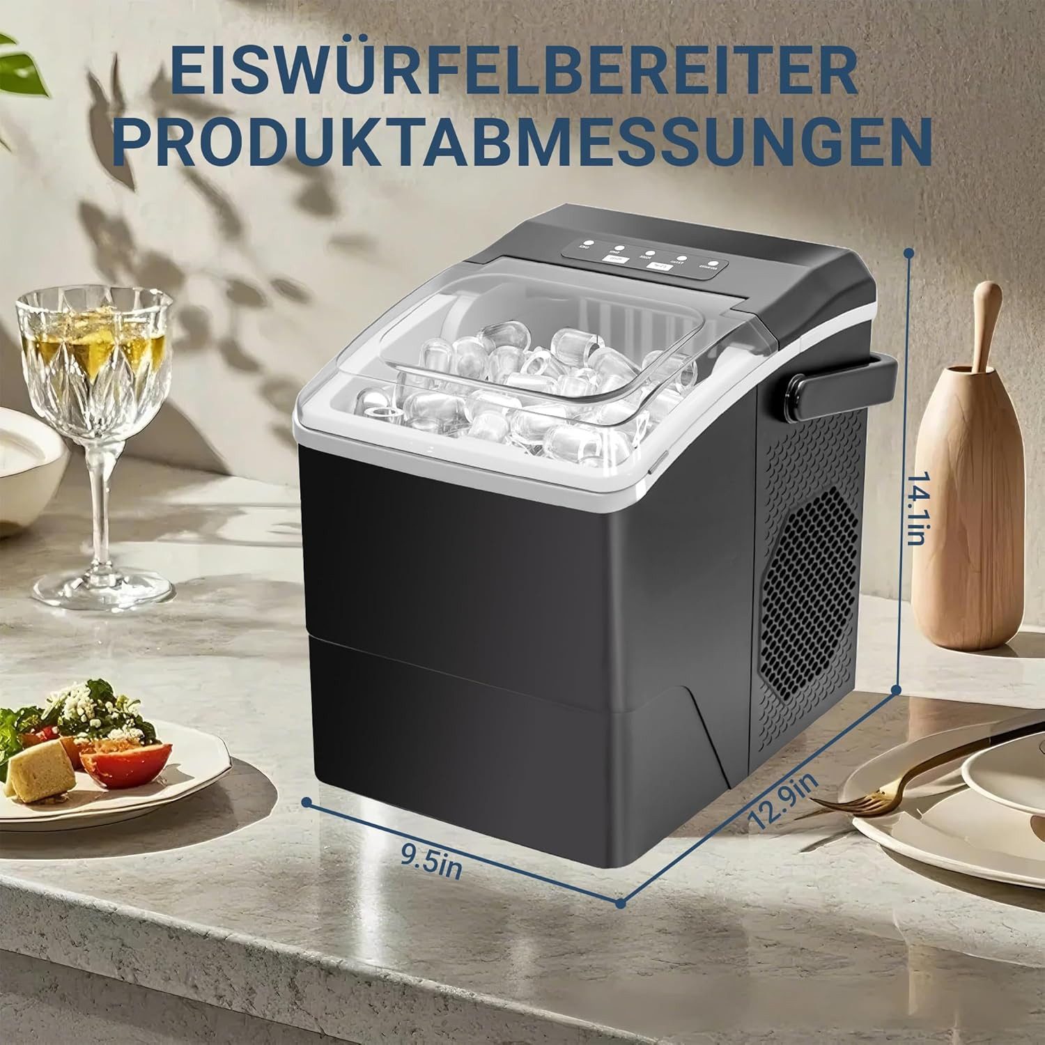 Nettlife Eiswürfelmaschine Klein Leise Ice Cube Maker Eiswürfelbereiter mit Tragbarem Griff, Mini Eiswürfel maschine für Büro Camping & Party