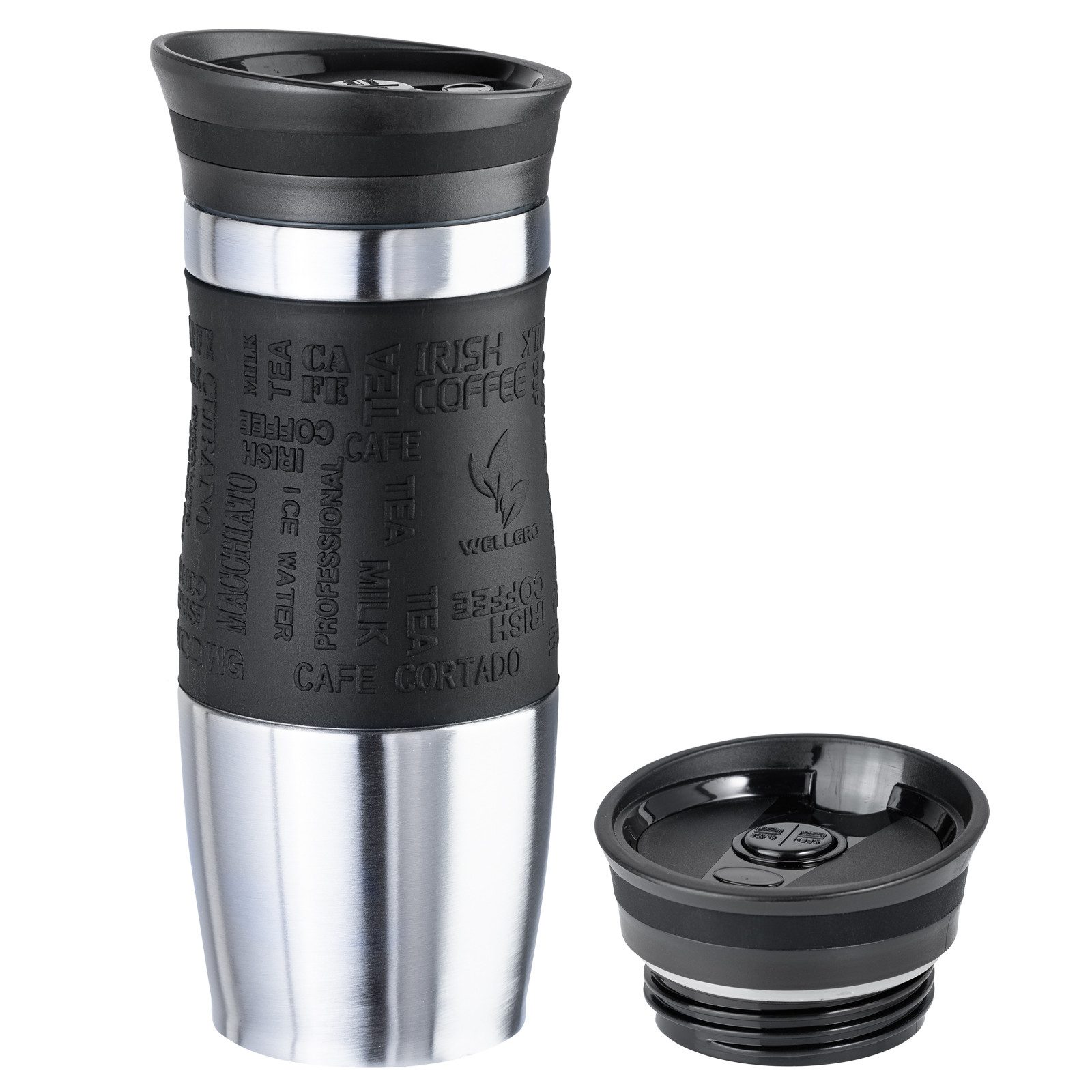 Wellgro Thermobecher Thermobecher 400 ml inklusive 1 Extradeckel