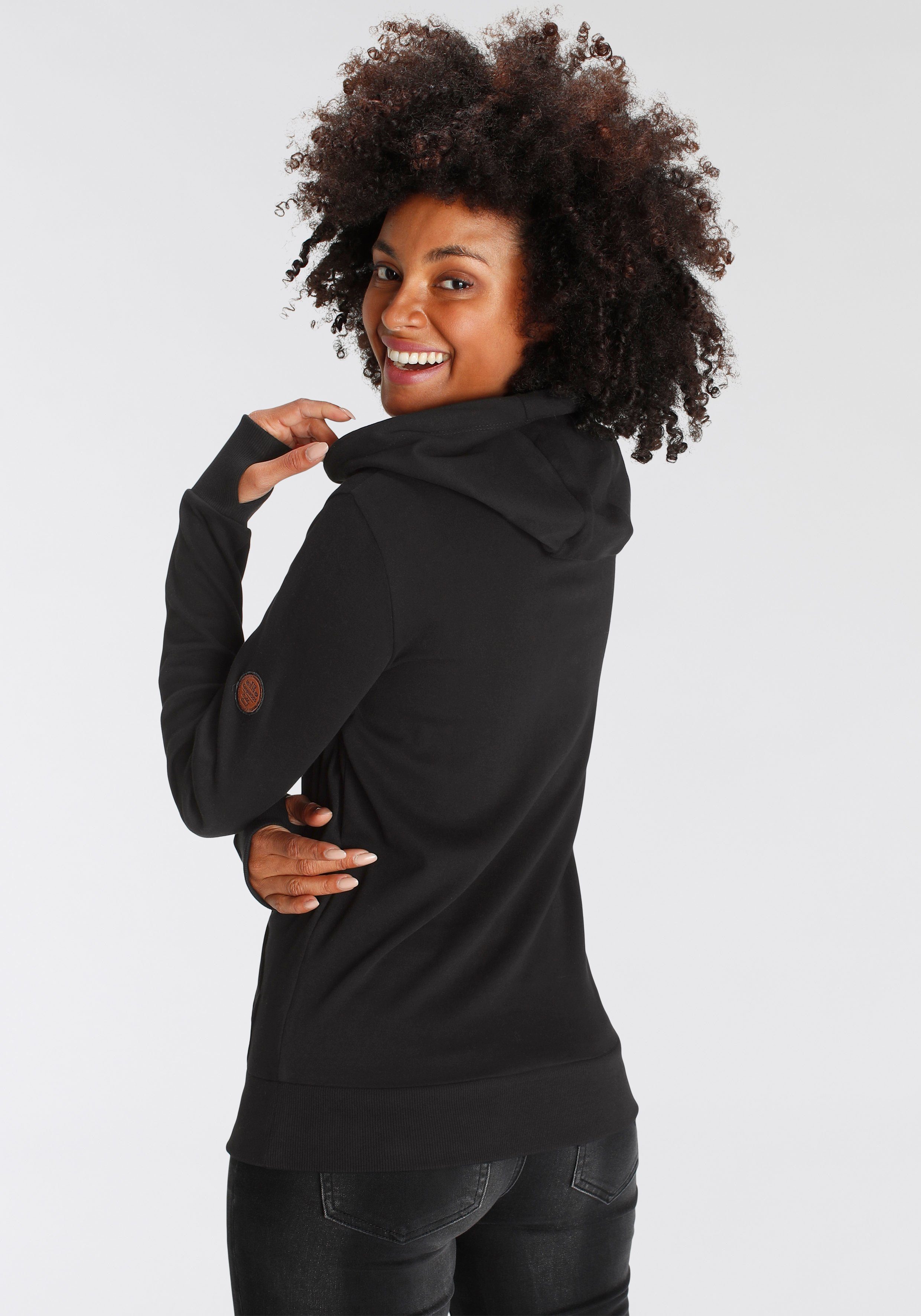 KangaROOS Kapuzensweatshirt Langarm mit Daumenlöchern, figurumspielend, aus Interlockmaterial