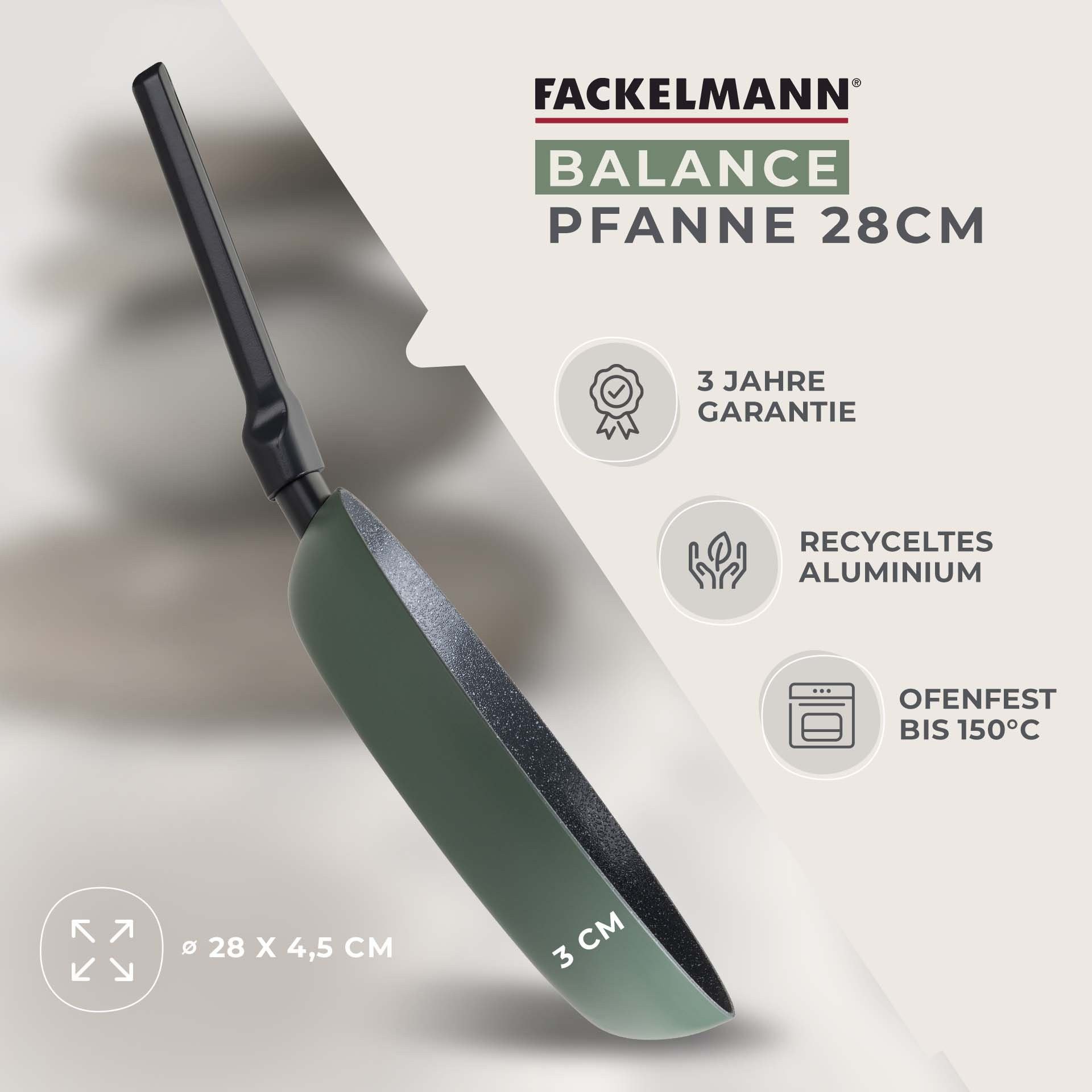 FACKELMANN Bratpfanne Balance 28cm – Recyceltes Aluminium, Keramik-Antihaft, Induktion
