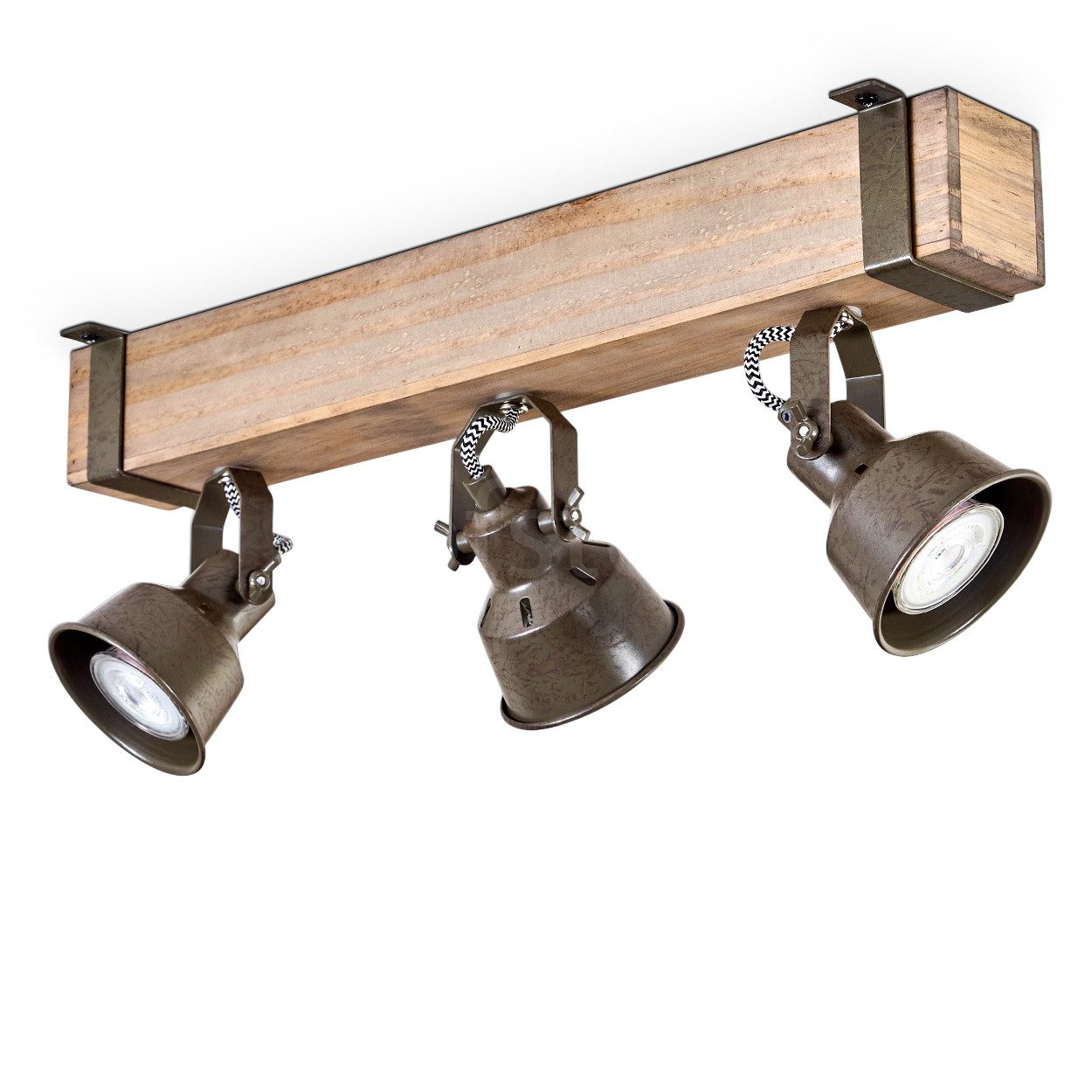 hofstein Deckenleuchte moderne Deckenlampe aus Metall/Holz in Grün-Grau/Nat günstig online kaufen