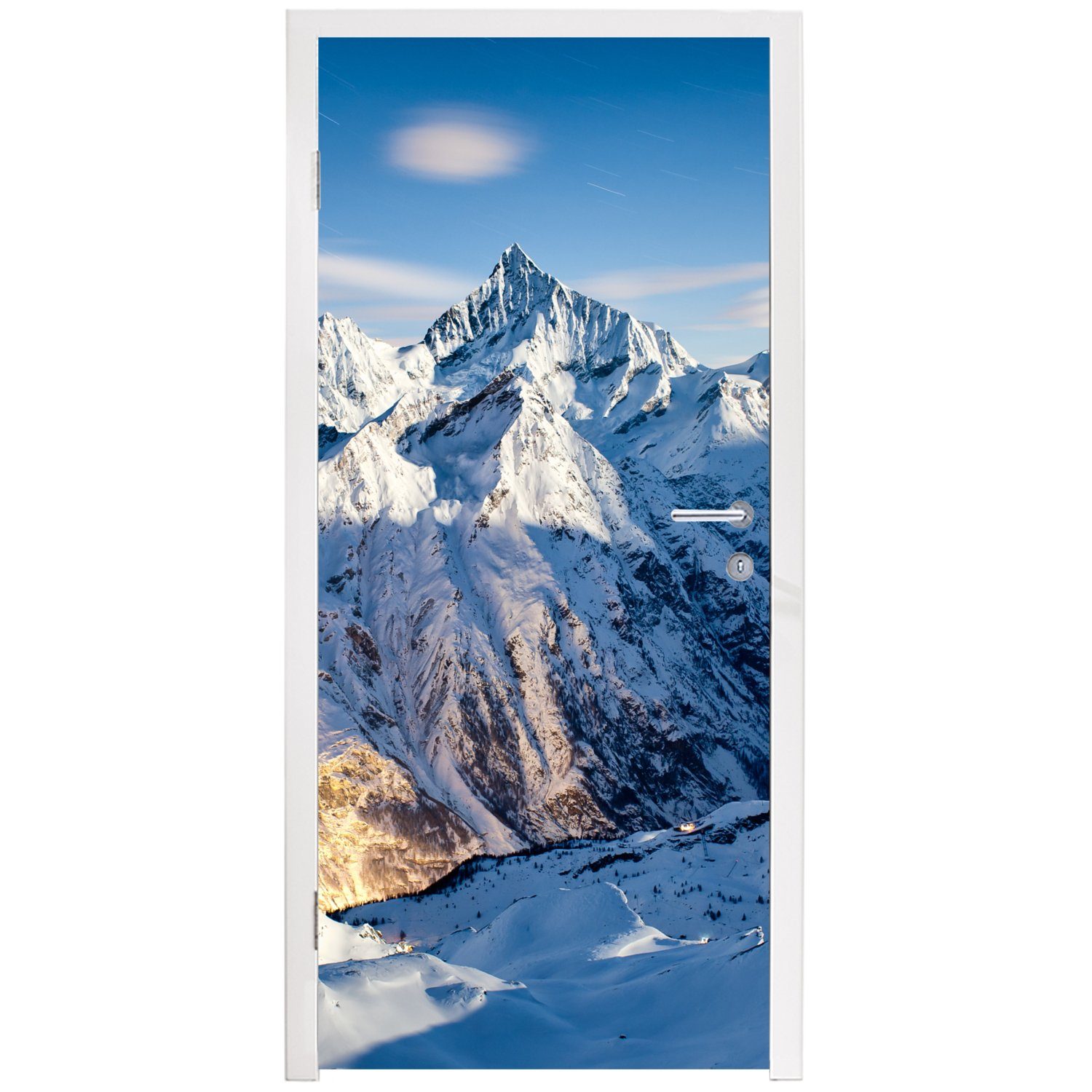 MuchoWow Türtapete Alpen - Fototapete für 75x205 - cm Schnee, bedruckt, St), Matt, Tür, Türaufkleber, Berg (1
