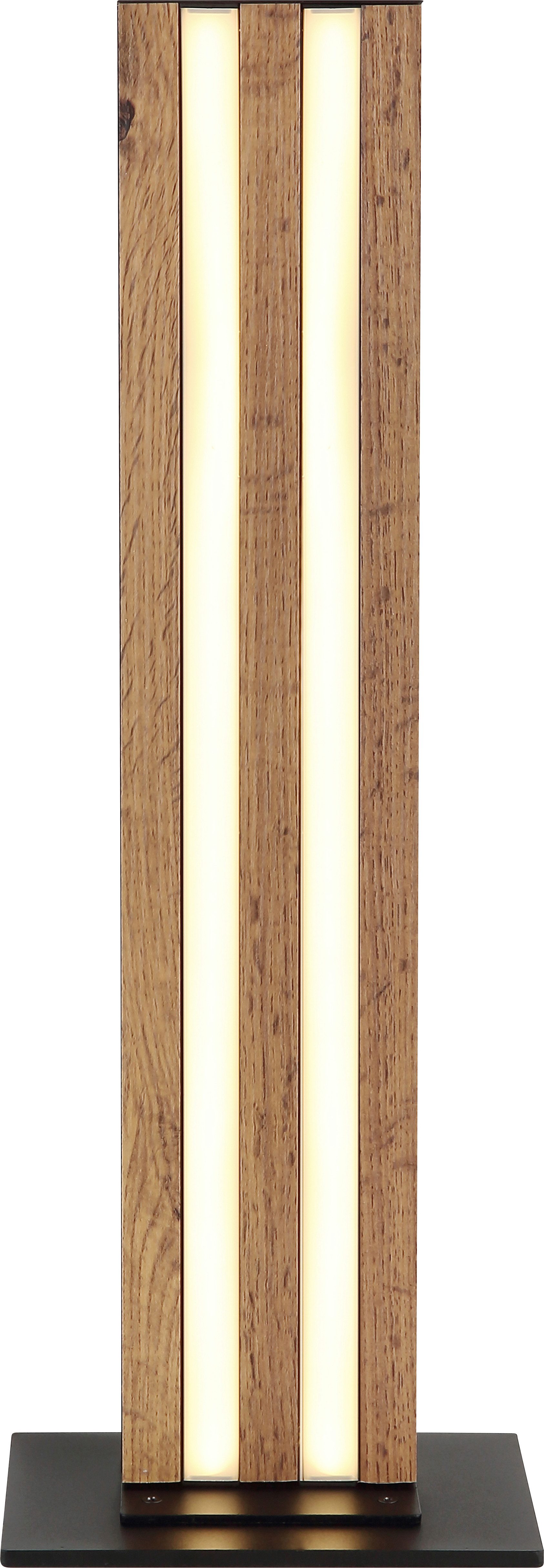 GLOBO LIGHTING Tischleuchte HAYDEN, LED fest integriert, Warmweiß, Tischleuchte schwarz & Holzoptik, Kunststoff opal, Wippschalter, LED