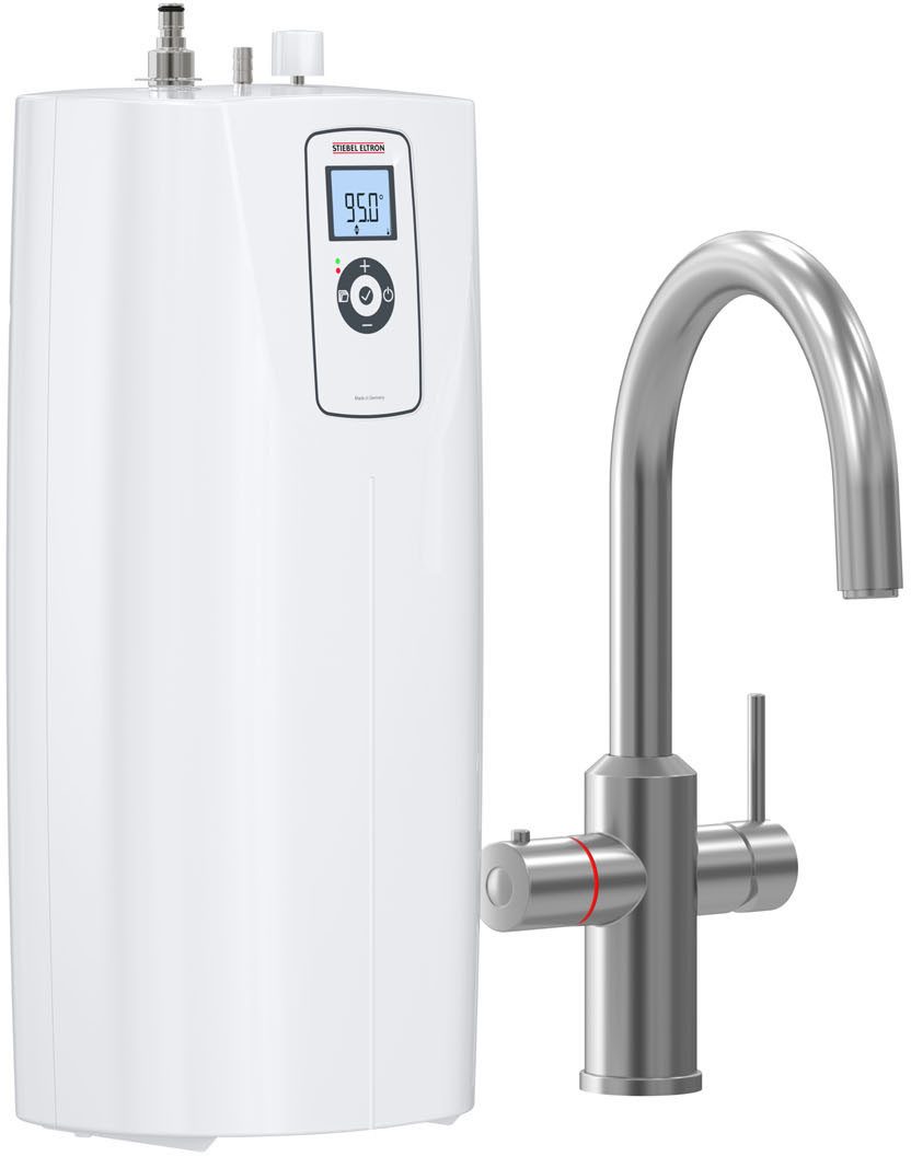 STIEBEL ELTRON Untertisch-Trinkwassersystem Kochendwassergerät HOT 2.6 N Premium + 3in1 b gebürstet, Niederdruck-Anschluss, für kochendes Wasser, Set mit Heißwassergerät und speziellem Wasserhahn für die Küche