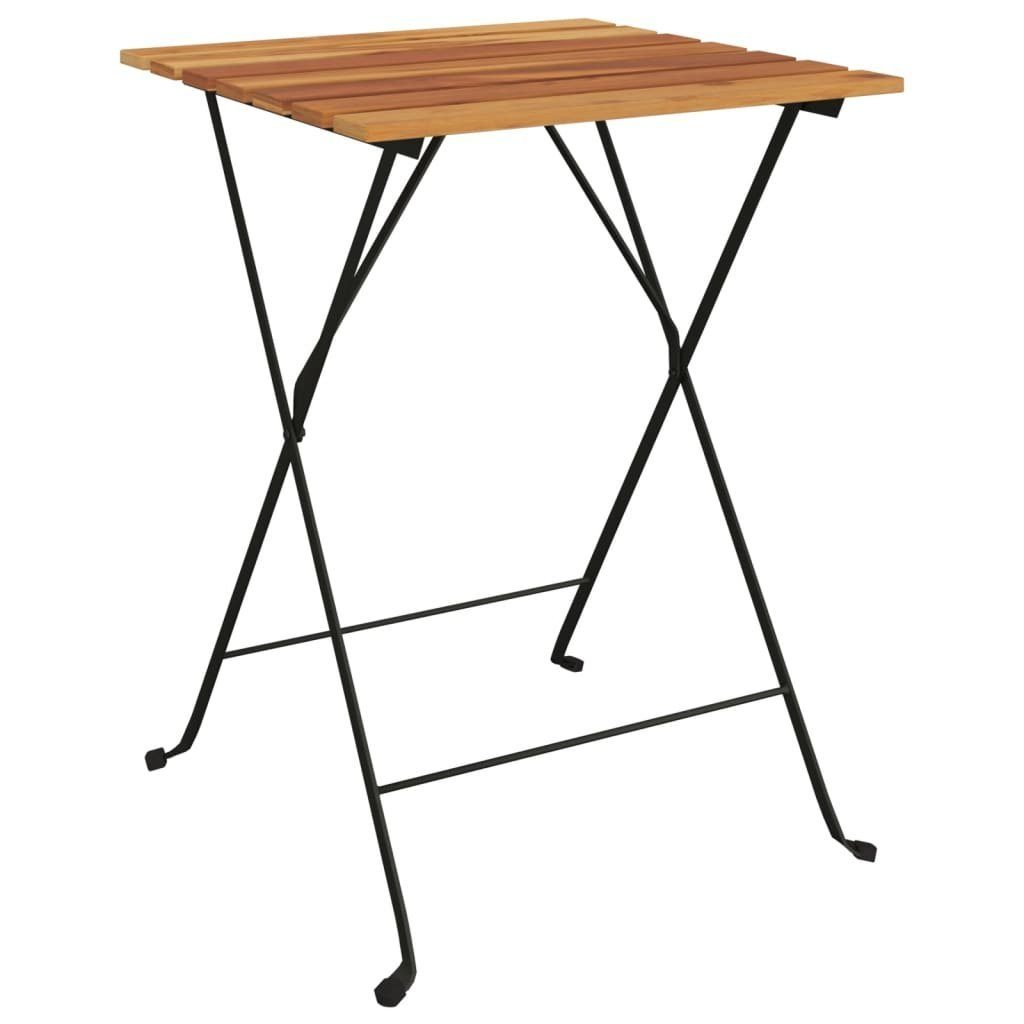 Gartentisch Bistrotisch Klappbar 55x54x71 cm Massivholz Teak und Stahl