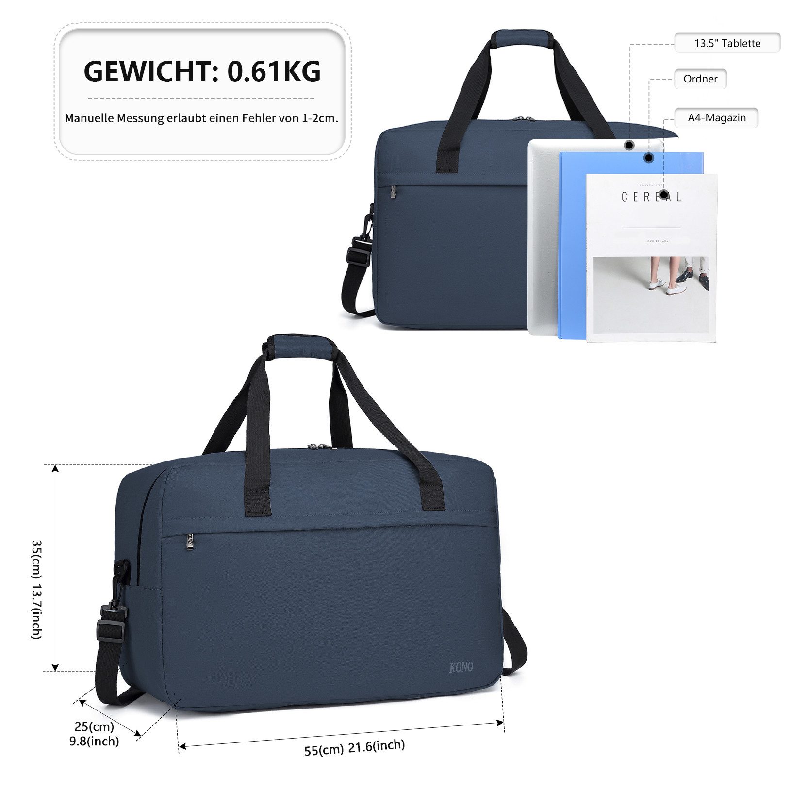 KONO Reisetasche Handgepäck Tasche Unisex Gym günstig online kaufen