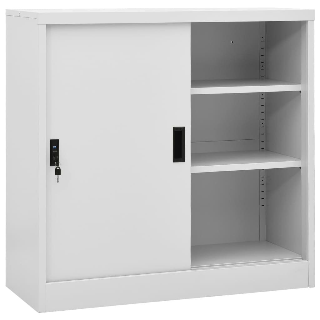 vidaXL Fächerschrank Büroschrank mit Schiebetür Weiß 90x40x90 cm Stahl  (1-St)