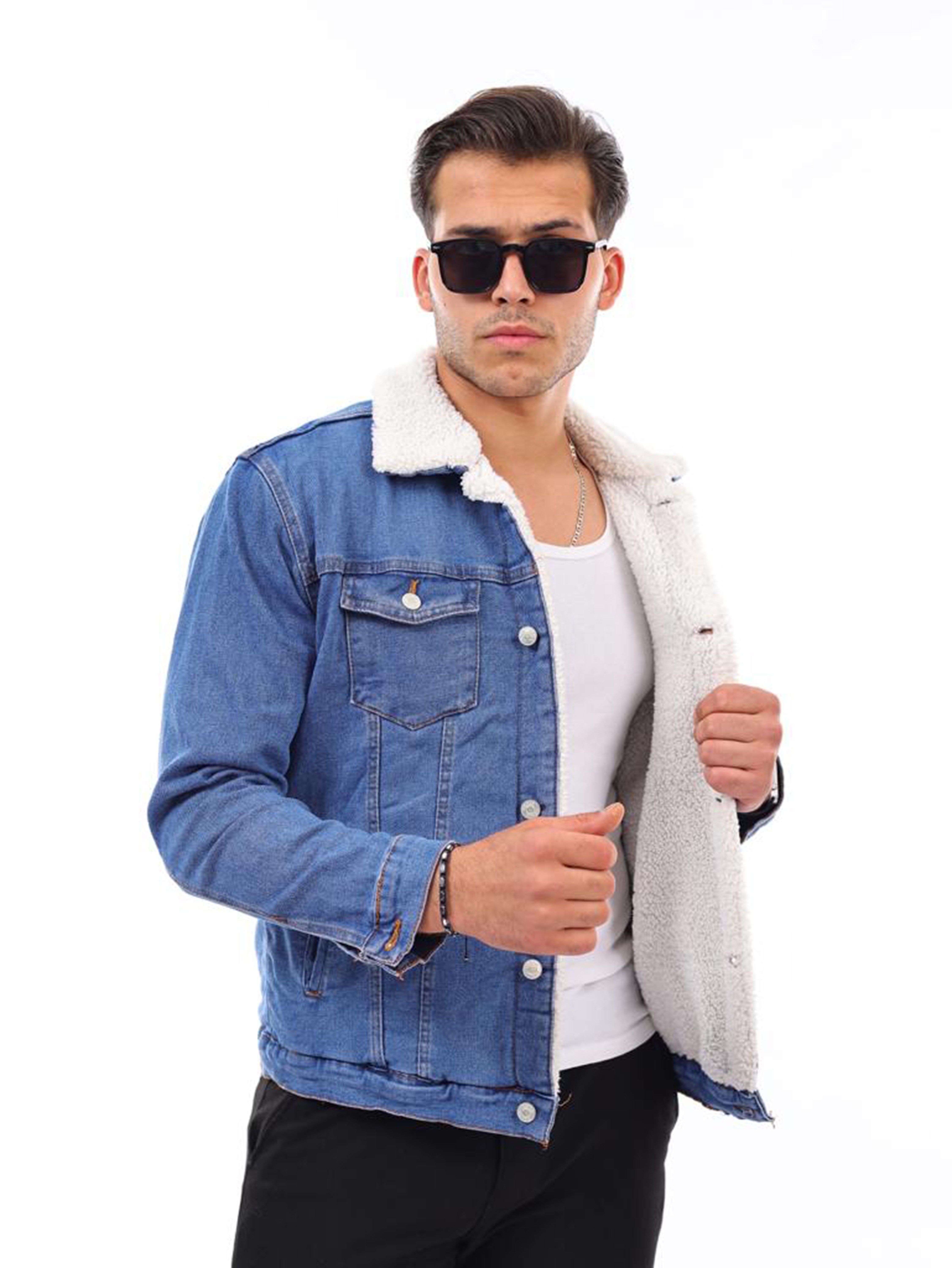 Megaman Jeans Jeansjacke Jeans Sweatjacke Herren Übergangsjacke Denim Gefüttert Mit Innenfutter – Bild 3 von 5