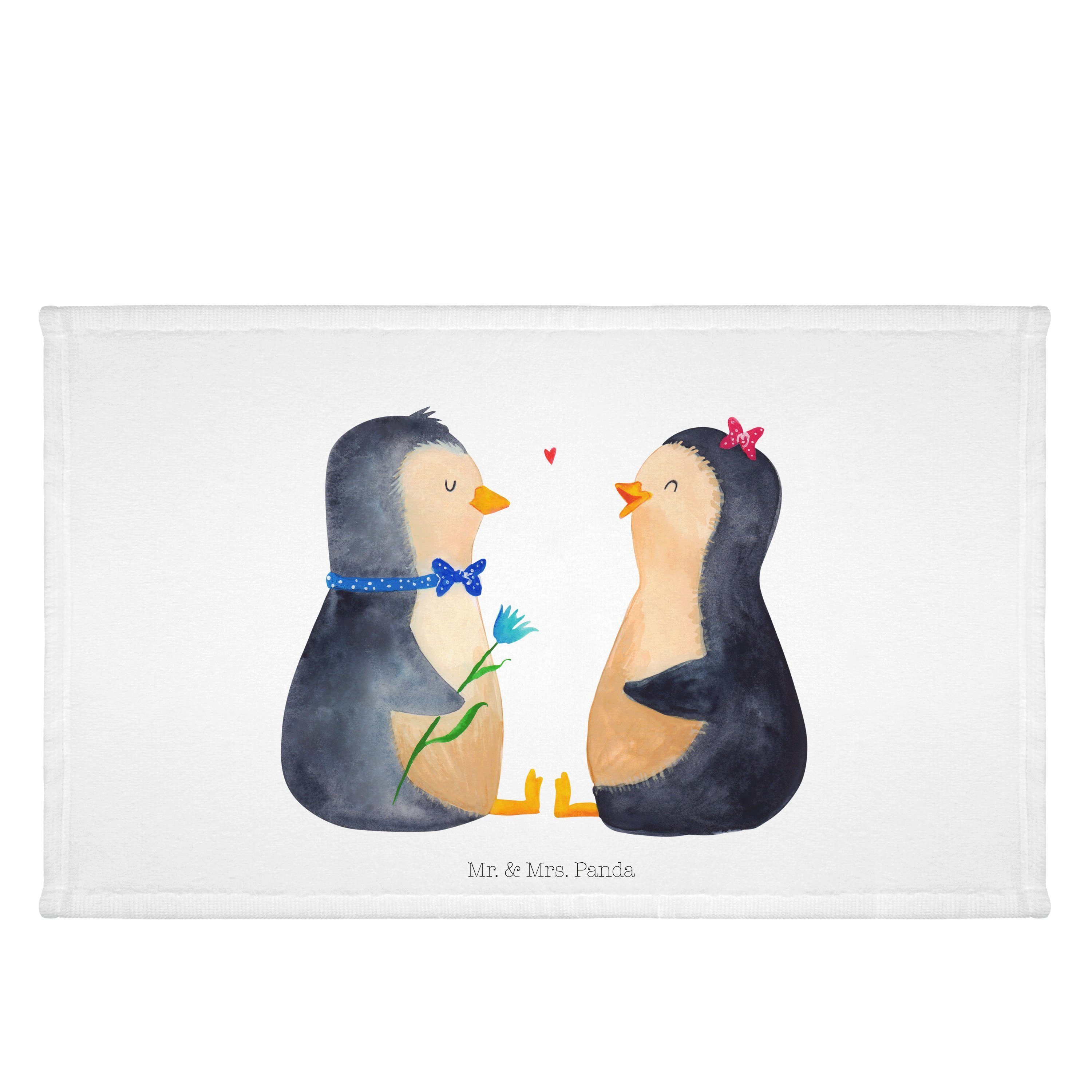 Mr. & Mrs. Panda Handtuch Pinguin Pärchen - Weiß - Geschenk, Reisehandtuch, Kinder Handtuch, Tr, (1-St)