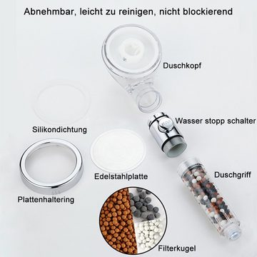 zggzerg Handbrause Duschkopf, Handbrause mit Öko Ionen Filter und 3 Strahlarten