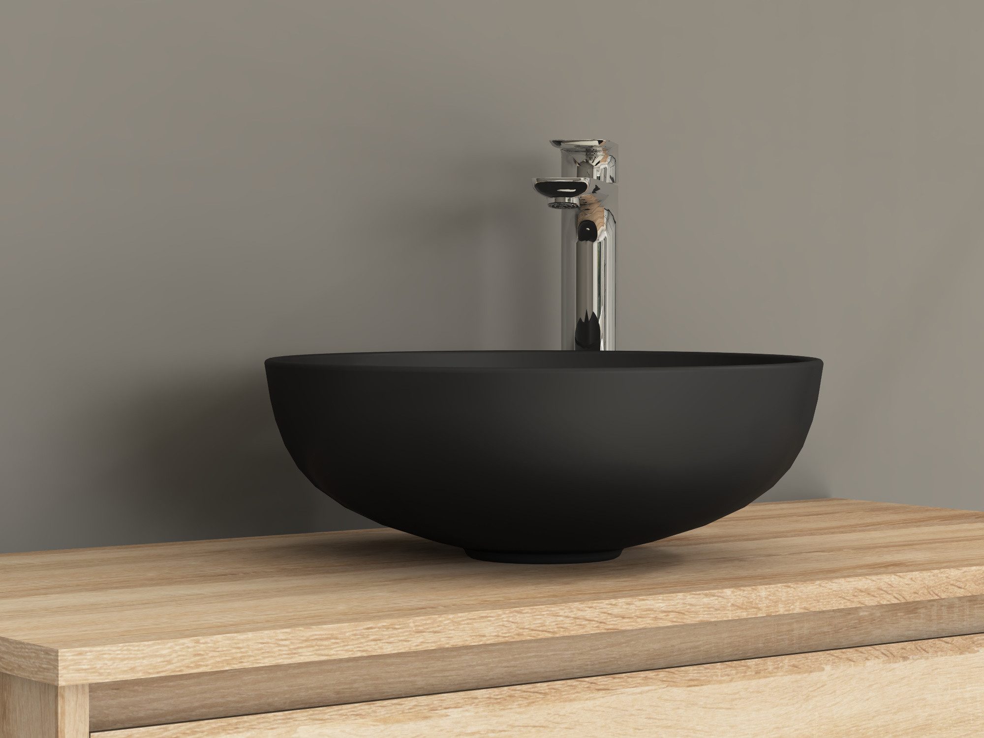 Aqua Bagno Aufsatzwaschbecken Waschschale rund schwarz matt Keramik freistehend modern