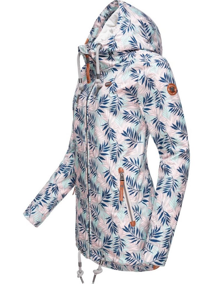 Ragwear Outdoorjacke Zuzka Leaves stylische Übergangsjacke mit großer Kapuze