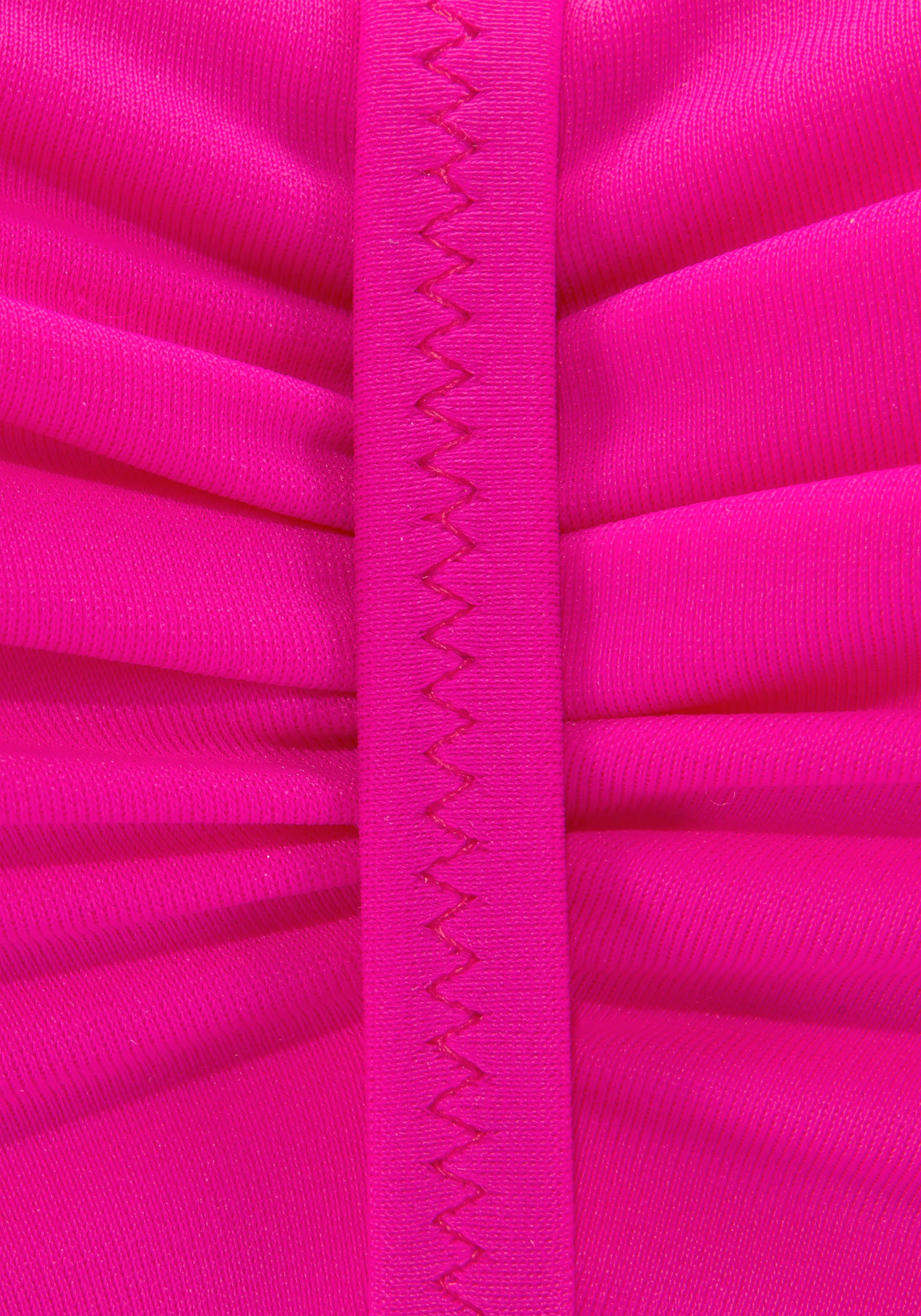 in trendiger Vivance Unifarbe pink Bügel-Bandeau-Bikini