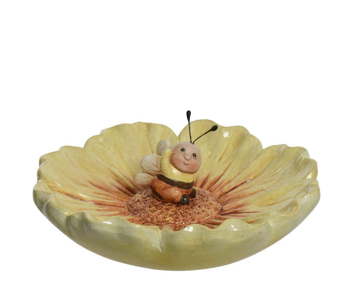 Decoris season decorations Gartenfigur, Vogeltränke Keramik 21cm sortiert Biene gelb Blume mit 1 Stück