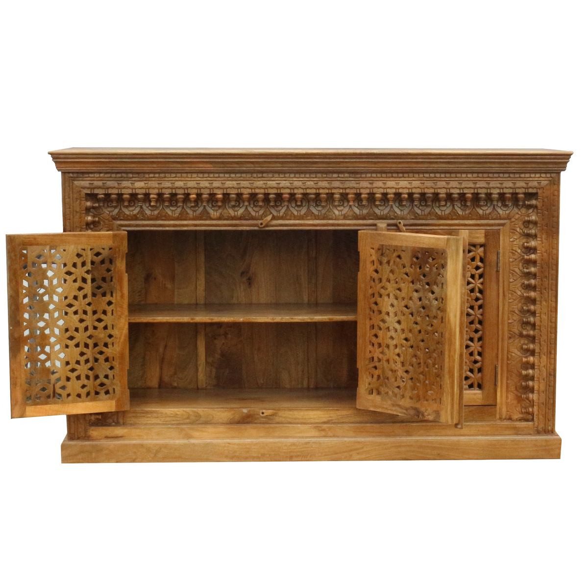 Oriental Galerie Unterschrank Indien Sideboard Santosh Natur 165 cm Anrichte Esszimmer, Kommode Flur, Schuhschrank