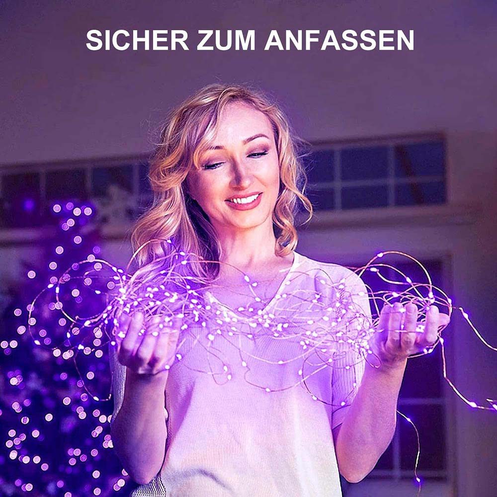 Jibenhome LED-Streifen Lila LED Kupferdraht-Lichterkette Batteriebetrieben günstig online kaufen