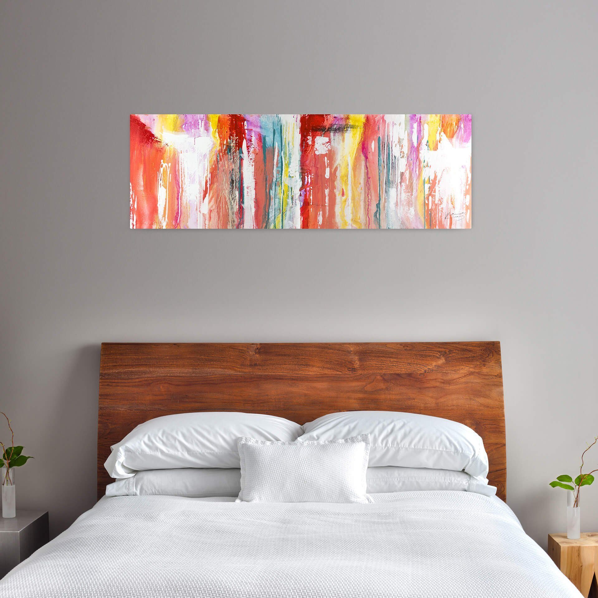 Leinwandbild Gemälde HANDGEMALT Wandbild Fließende Wohnzimmer cm, 100% KUNSTLOFT Geborgenheit 150x50