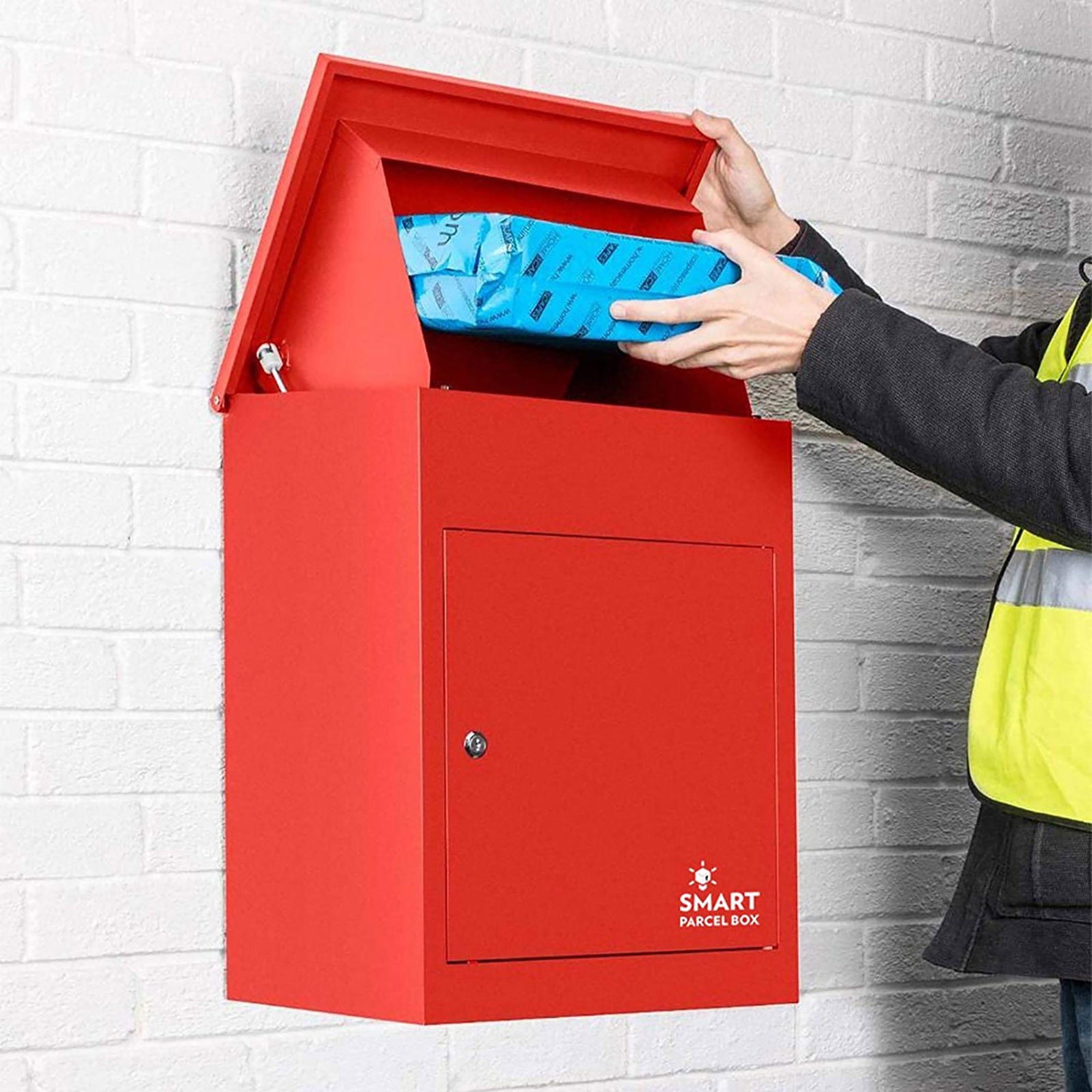 Smart Parcel Box Paketbriefkasten Mittelgroßer Paketbriefkasten, Entnahme vorne, rot