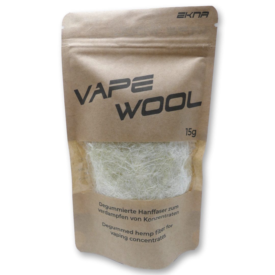 EKNA Aktivkohlefilter Vape Wool - Degummierte Hanffasern - Verdampfer Wolle, Nachhaltige Alternative!