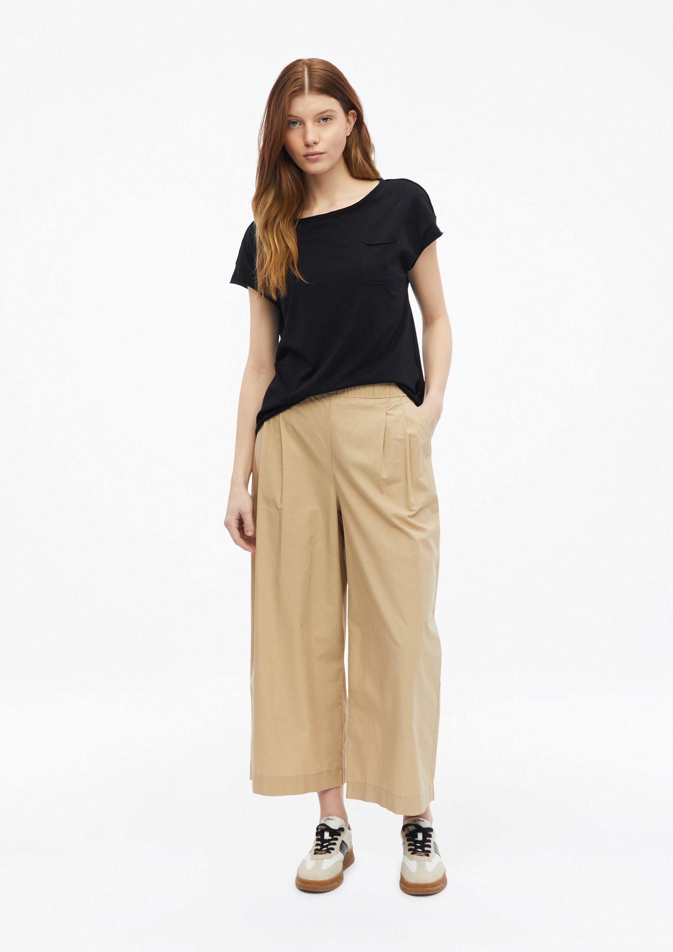 s.Oliver Culotte Hose Culotte mit Bundfalten und Extra Wide Leg