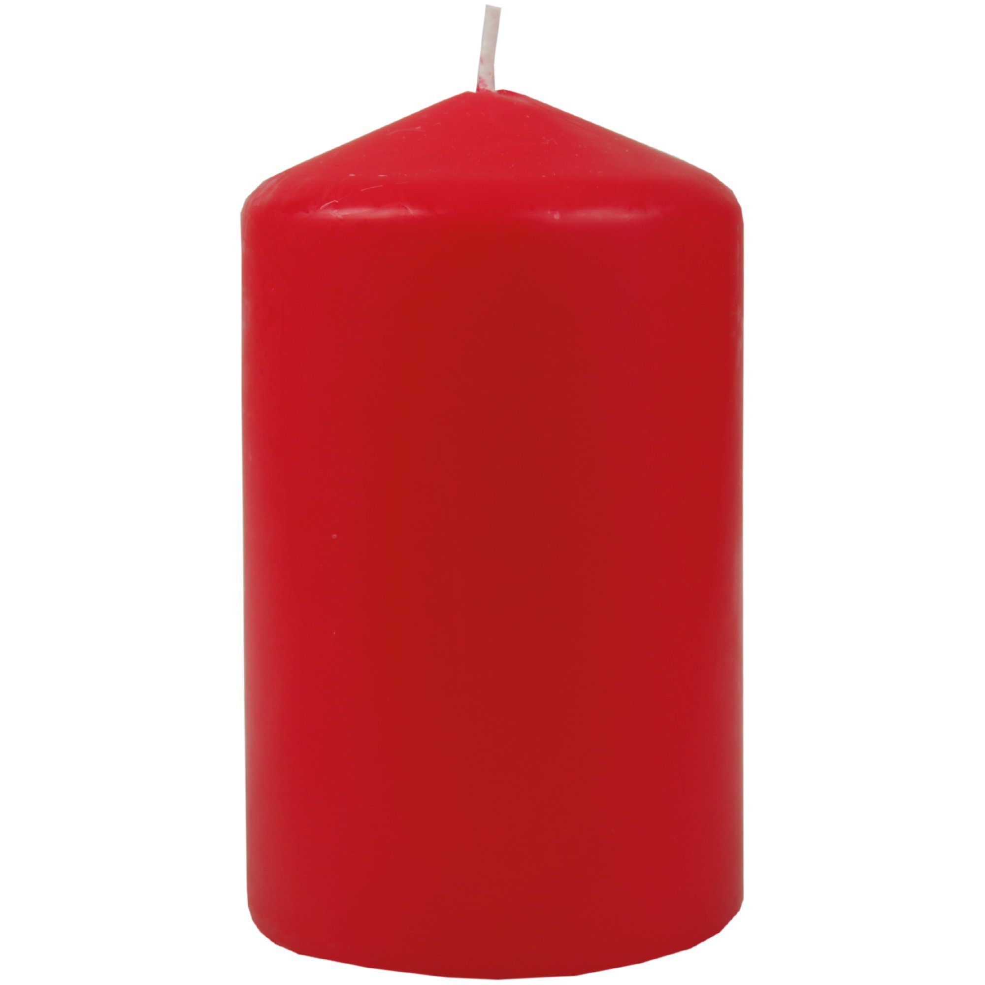 HS Candle Stumpenkerze Blockkerze (3-tlg), Wachskerzen Ø6cm x 13,5cm - Kerze in vielen Farben Rot