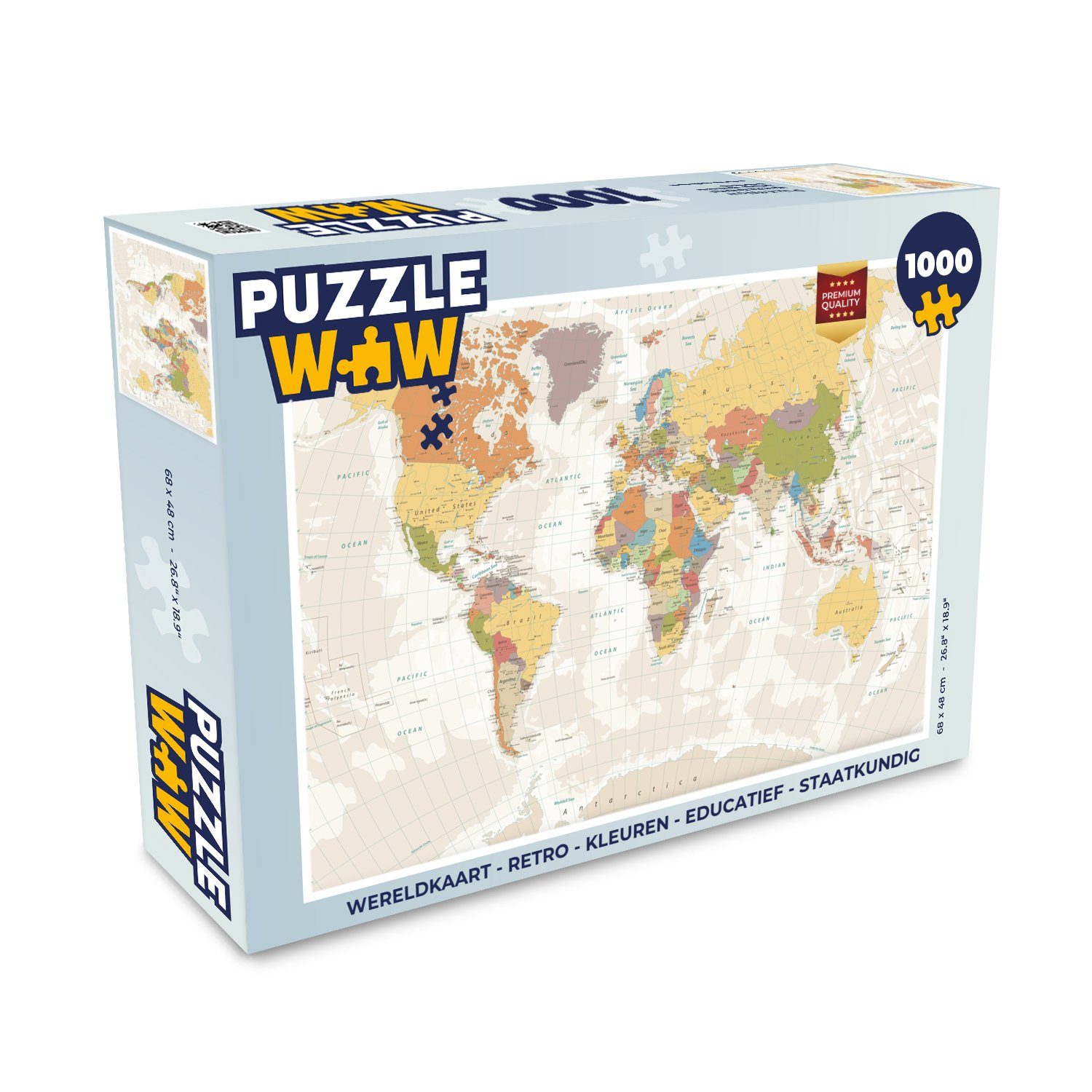 Puzzle Weltkarte - Retro - Farben - Pädagogisch - Statistisch