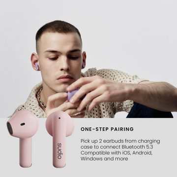 sudio mit Bluetooth, Touch Control mit kompakter kabelloser Ladeschale IPX4 In-Ear-Kopfhörer (Natürliches Licht für eine angenehme Atmosphäre in moderner Architektur., geräuschdurchlässige mit integriertem Mikrofon Premium Crystal Sound)