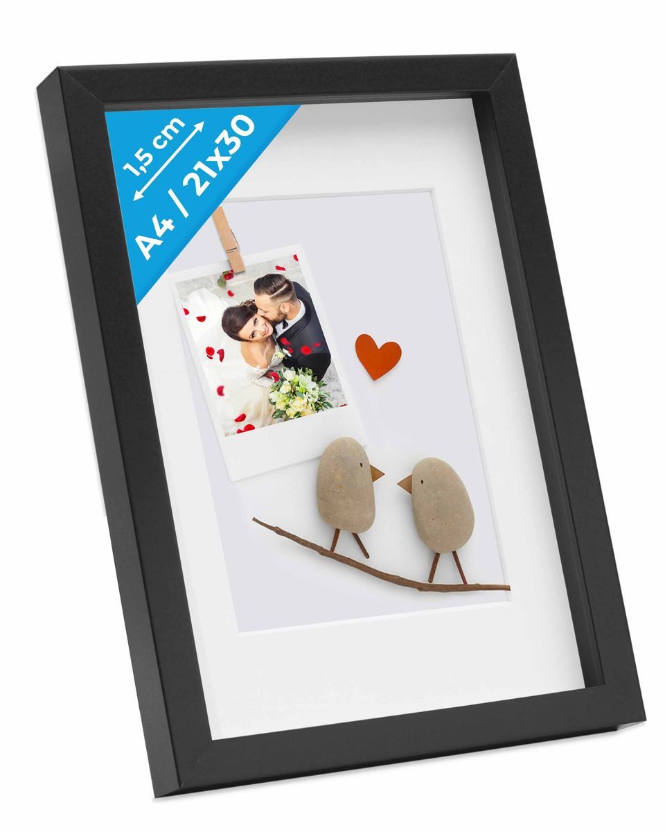 PHOTOLINI Bilderrahmen 3D-Rahmen mit Passepartout / für Objekte bis 1,5 cm günstig online kaufen